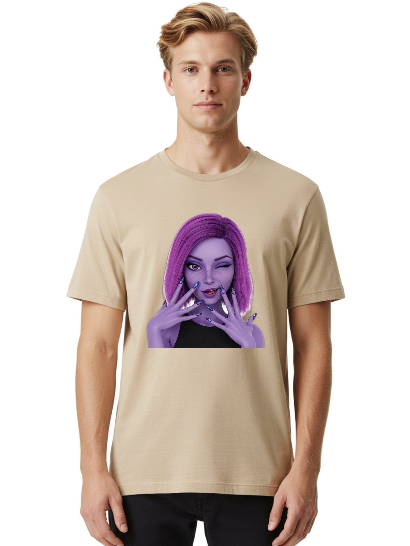 Purple-Woman-Portrait Men'S Graphic Tee, 100% Cotton, Comfortable Casual Summer Wear, Machine Washable, Vintage Camera, Old Camera, Antique Camera, Black Camera, Classic Photography, Photography Equipment, Nostalgic Device, Film Camera, Bal190 22