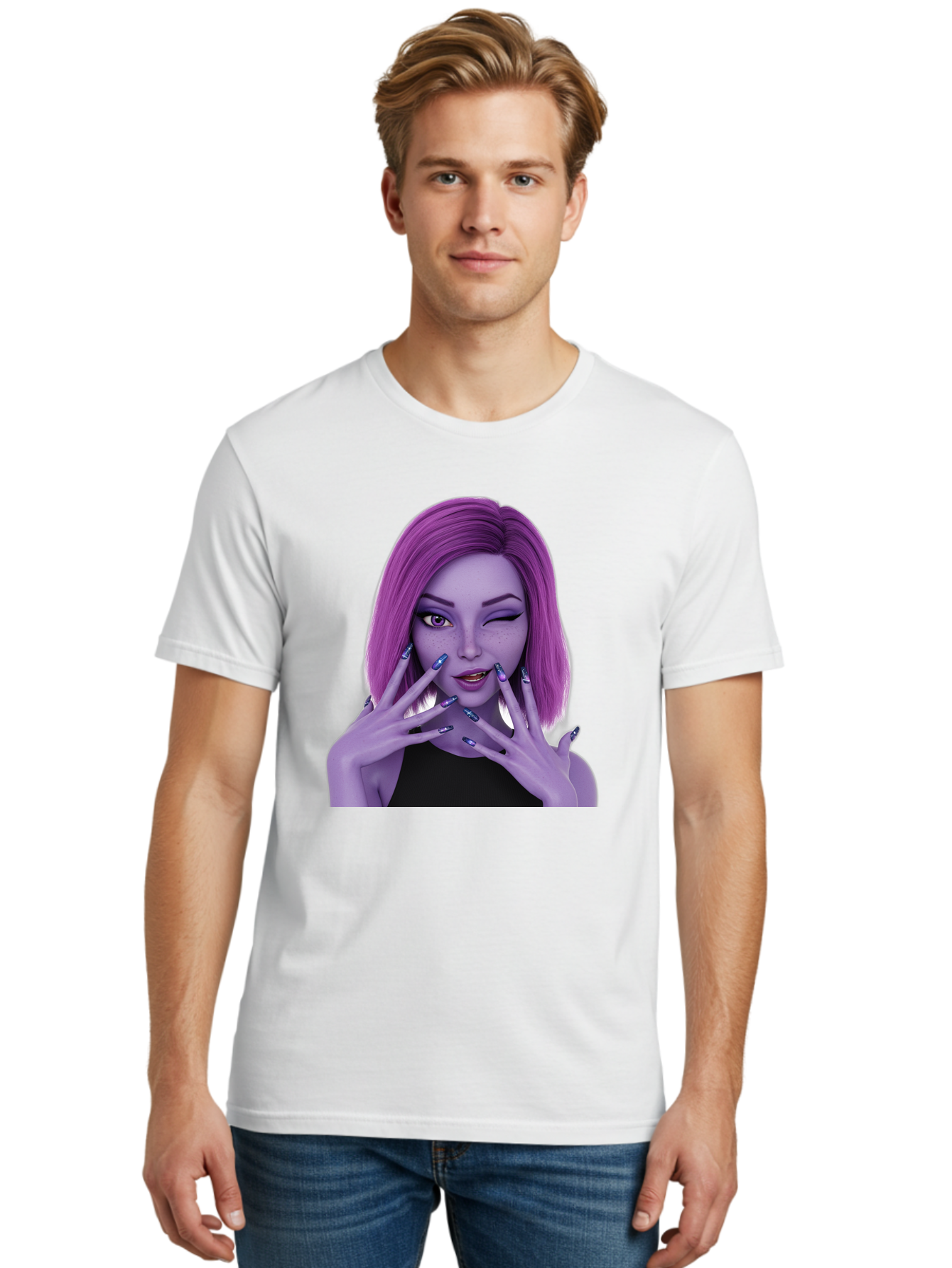 Purple-Woman-Portrait Men'S Graphic Tee, 100% Cotton, Comfortable Casual Summer Wear, Machine Washable, Vintage Camera, Old Camera, Antique Camera, Black Camera, Classic Photography, Photography Equipment, Nostalgic Device, Film Camera, Bal190 30
