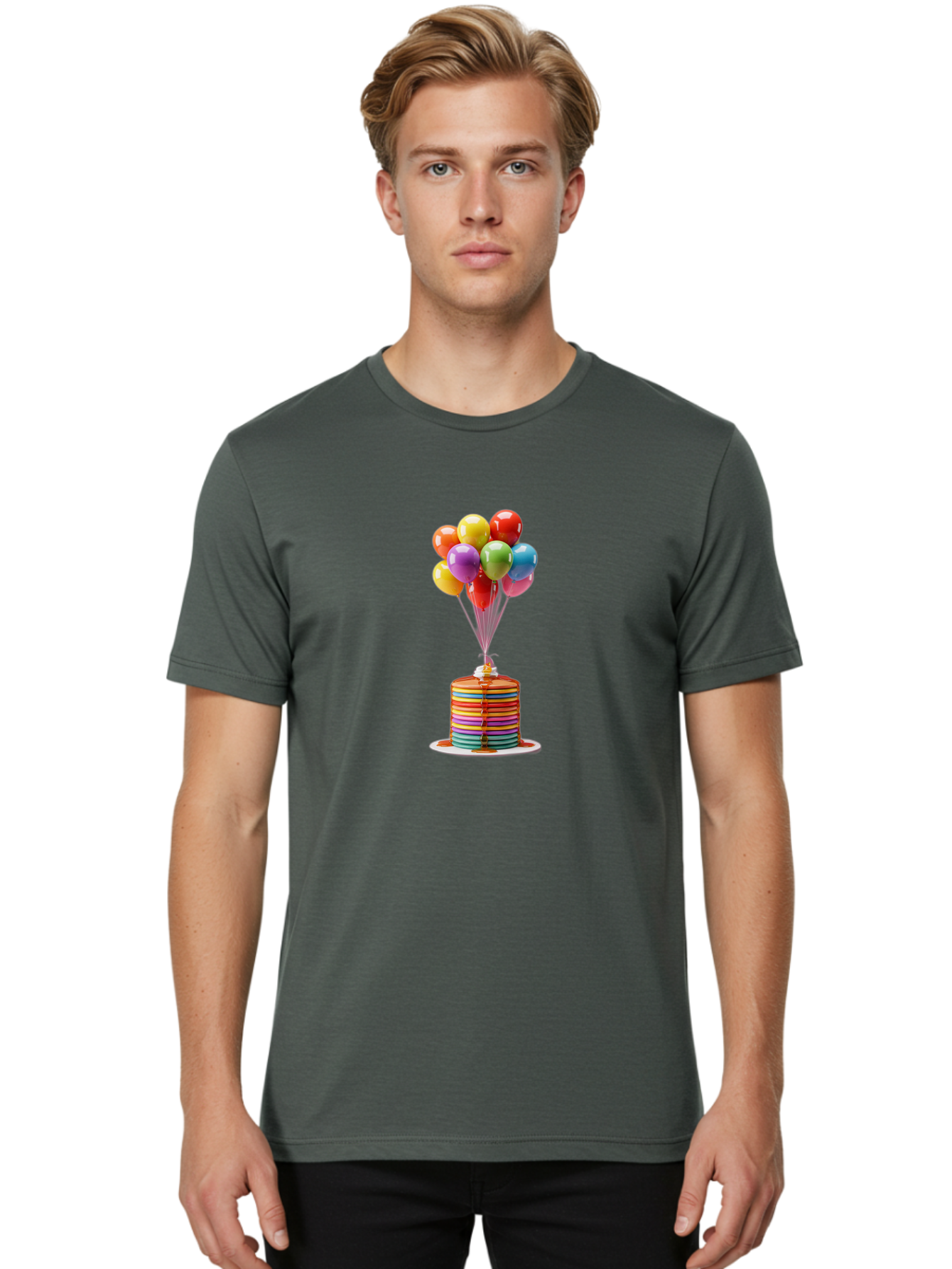 Rainbow-Cake-With-Balloons Men'S Graphic Tee, 100% Cotton, Comfortable Casual Summer Wear, Machine Washable, Vintage Camera, Old Camera, Antique Camera, Black Camera, Classic Photography, Photography Equipment, Nostalgic Device, Film Camera, Bal196 16