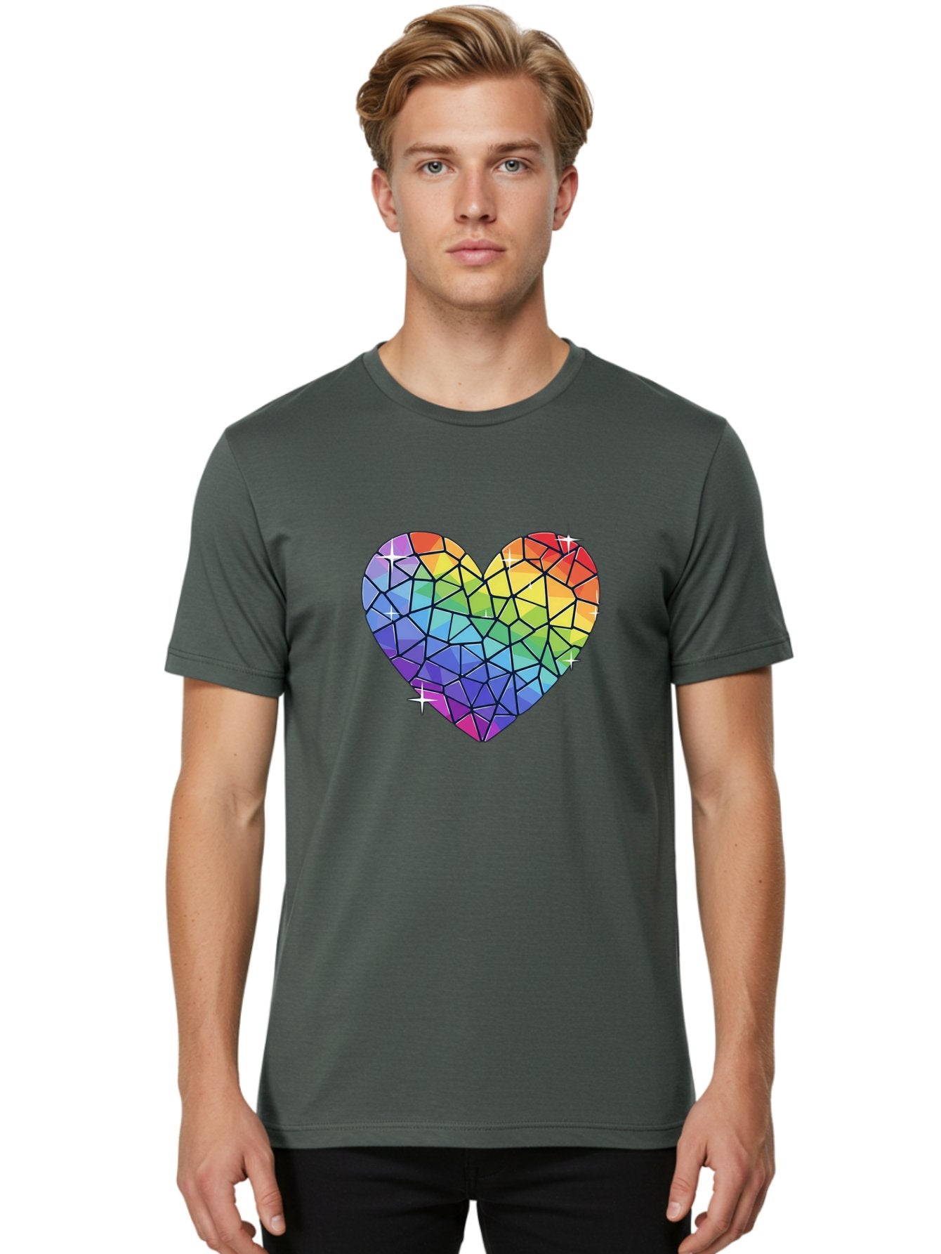 Rainbow-Mosaic-Heart Men'S Graphic Tee, 100% Cotton, Comfortable Casual Summer Wear, Machine Washable, Vintage Camera, Old Camera, Antique Camera, Black Camera, Classic Photography, Photography Equipment, Nostalgic Device, Film Camera, Bal199 28