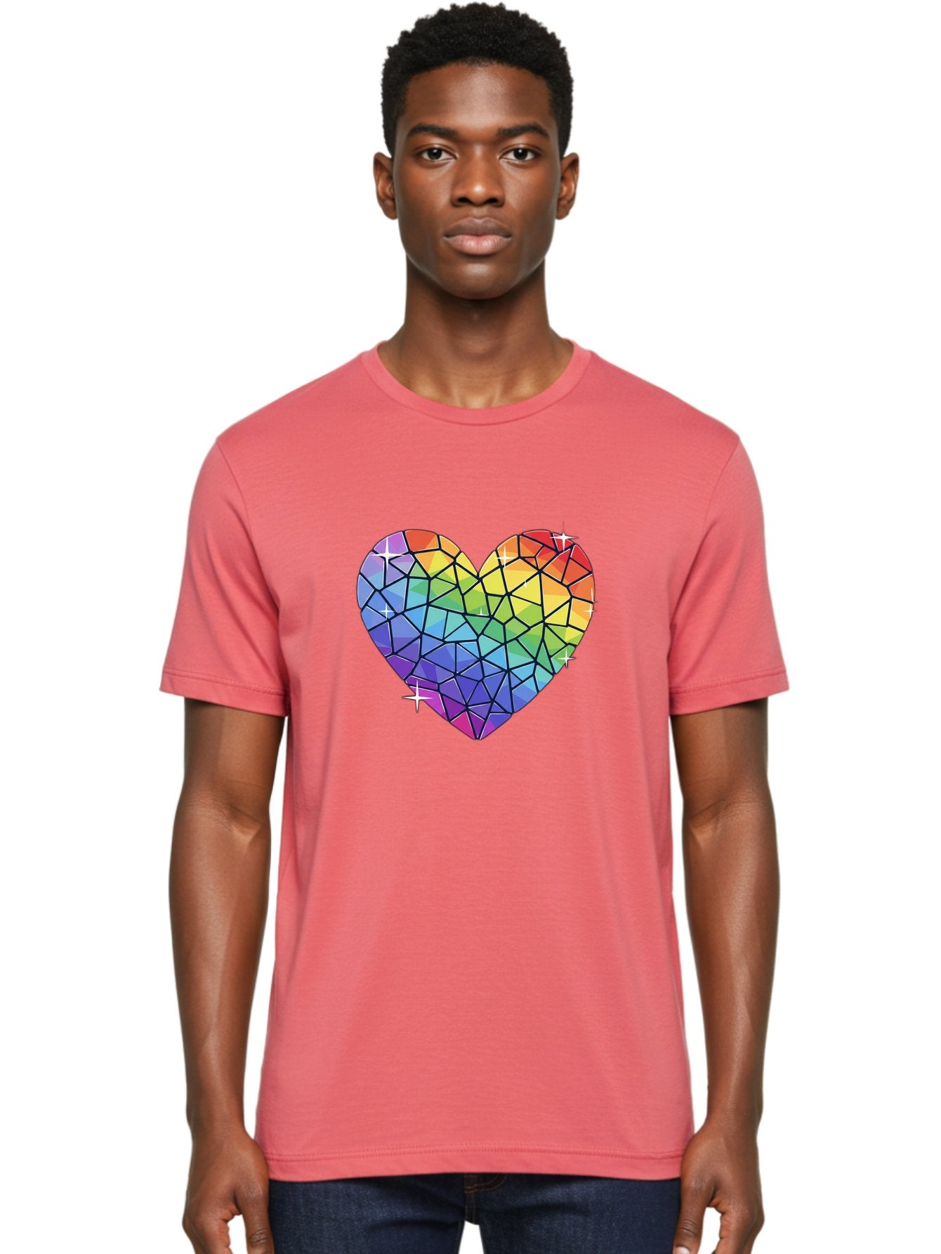 Rainbow-Mosaic-Heart Men'S Graphic Tee, 100% Cotton, Comfortable Casual Summer Wear, Machine Washable, Vintage Camera, Old Camera, Antique Camera, Black Camera, Classic Photography, Photography Equipment, Nostalgic Device, Film Camera, Bal199 24