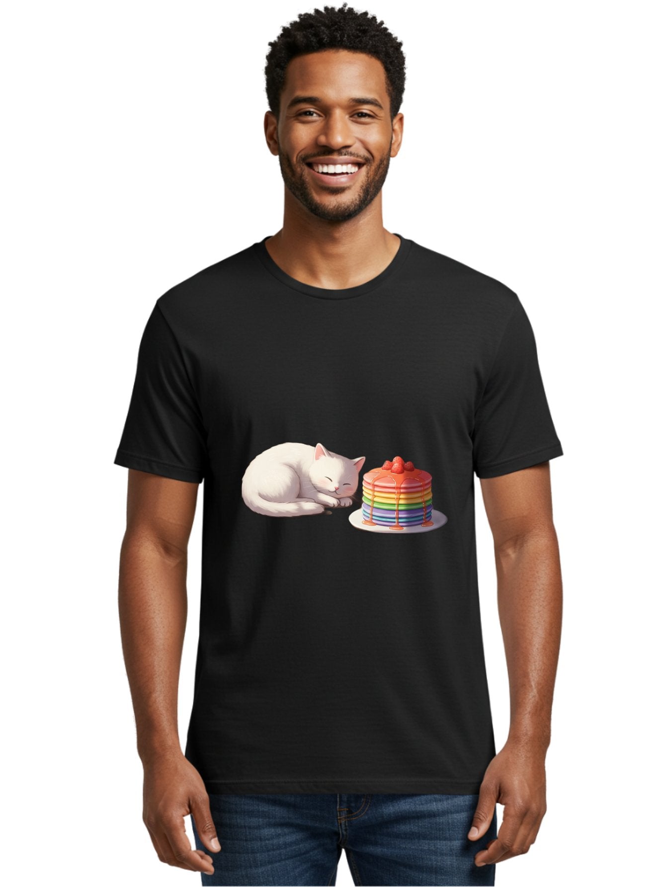 Rainbow-Pancakes-And-Cat Men'S Graphic Tee, 100% Cotton, Comfortable Casual Summer Wear, Machine Washable, Vintage Camera, Old Camera, Antique Camera, Black Camera, Classic Photography, Photography Equipment, Nostalgic Device, Film Camera, Bal200 30