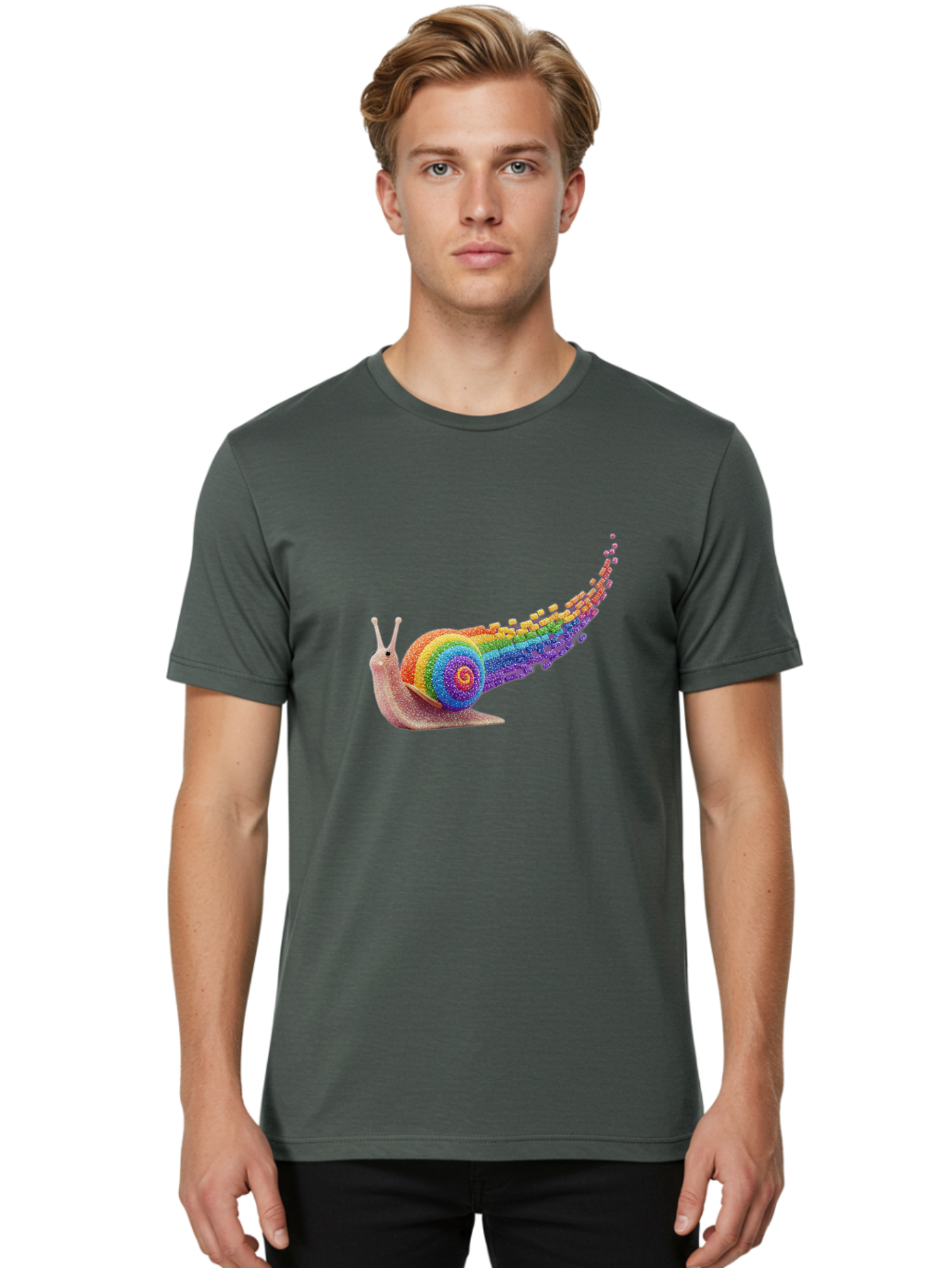 Rainbow-Snail-1 Men'S Graphic Tee, 100% Cotton, Comfortable Casual Summer Wear, Machine Washable, Vintage Camera, Old Camera, Antique Camera, Black Camera, Classic Photography, Photography Equipment, Nostalgic Device, Film Camera, Camera Art Bal202 25