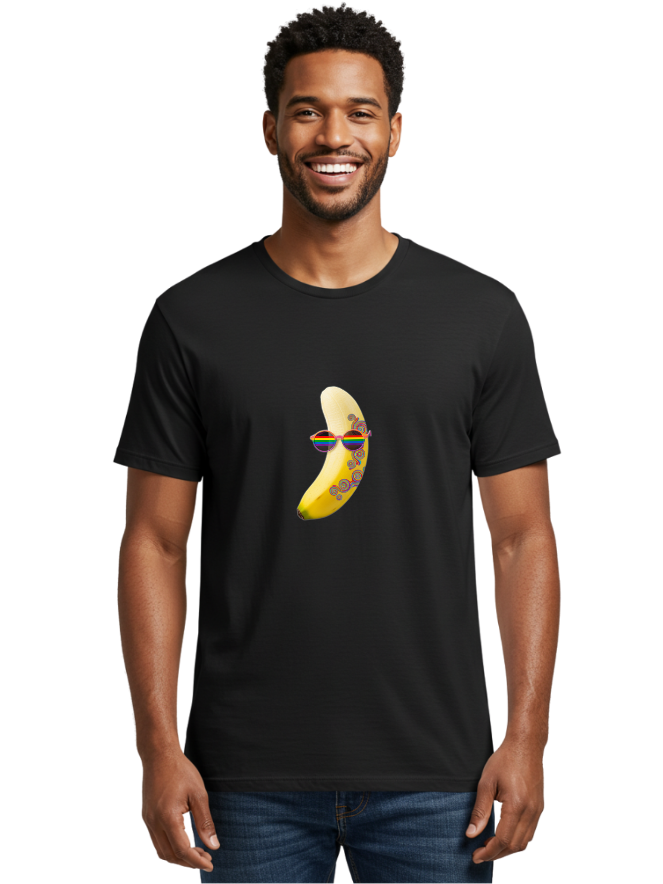 Rainbow-Sunglasses-Banana Men'S Graphic Tee, 100% Cotton, Comfortable Casual Summer Wear, Machine Washable, Vintage Camera, Old Camera, Antique Camera, Black Camera, Classic Photography, Photography Equipment, Nostalgic Device, Film Camera, Bal205 16