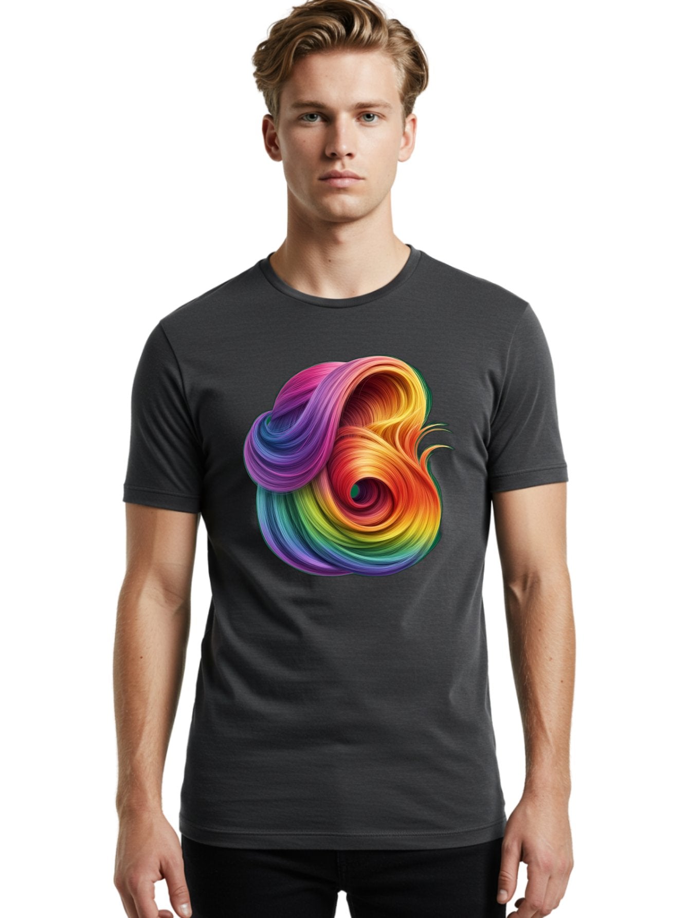 Rainbow-Swirl Men'S Graphic Tee, 100% Cotton, Comfortable Casual Summer Wear, Machine Washable, Vintage Camera, Old Camera, Antique Camera, Black Camera, Classic Photography, Photography Equipment, Nostalgic Device, Film Camera, Camera Art Bal206 25