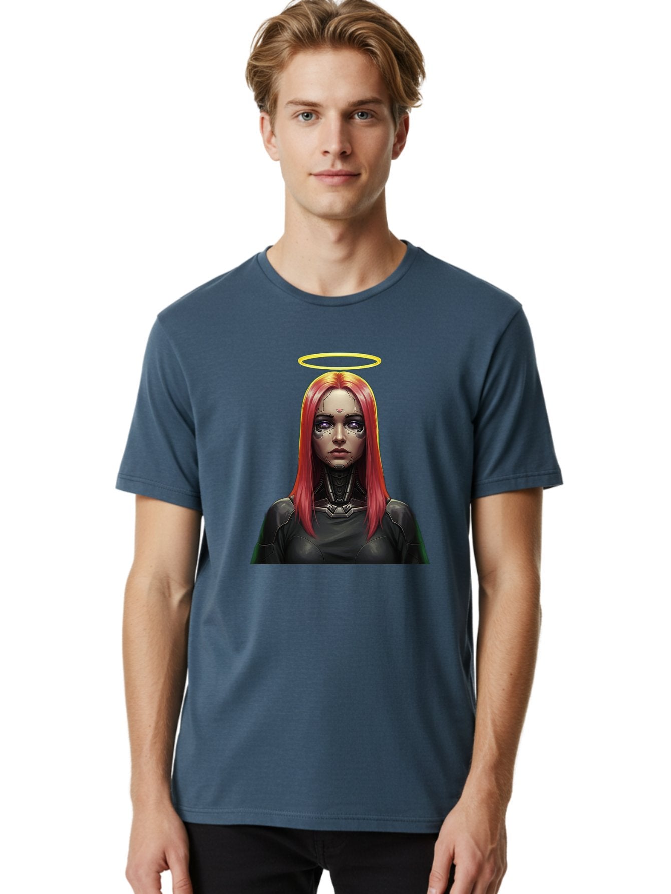Red-Haired-Woman-With-Halo Men'S Graphic Tee, 100% Cotton, Comfortable Casual Summer Wear, Machine Washable, Vintage Camera, Old Camera, Antique Camera, Black Camera, Classic Photography, Photography Equipment, Nostalgic Device, Film Camera, Bal220 24