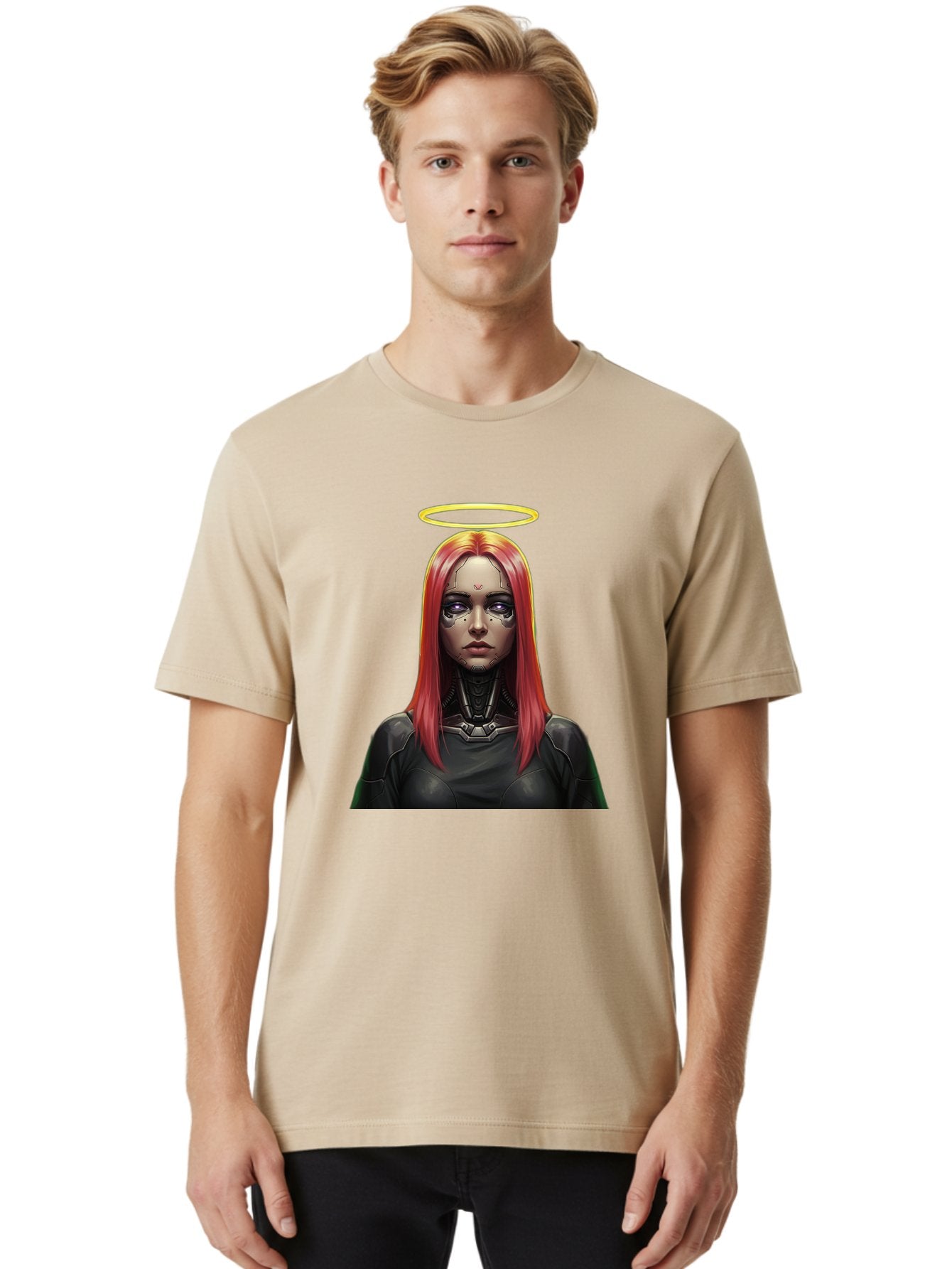 Red-Haired-Woman-With-Halo Men'S Graphic Tee, 100% Cotton, Comfortable Casual Summer Wear, Machine Washable, Vintage Camera, Old Camera, Antique Camera, Black Camera, Classic Photography, Photography Equipment, Nostalgic Device, Film Camera, Bal220 20