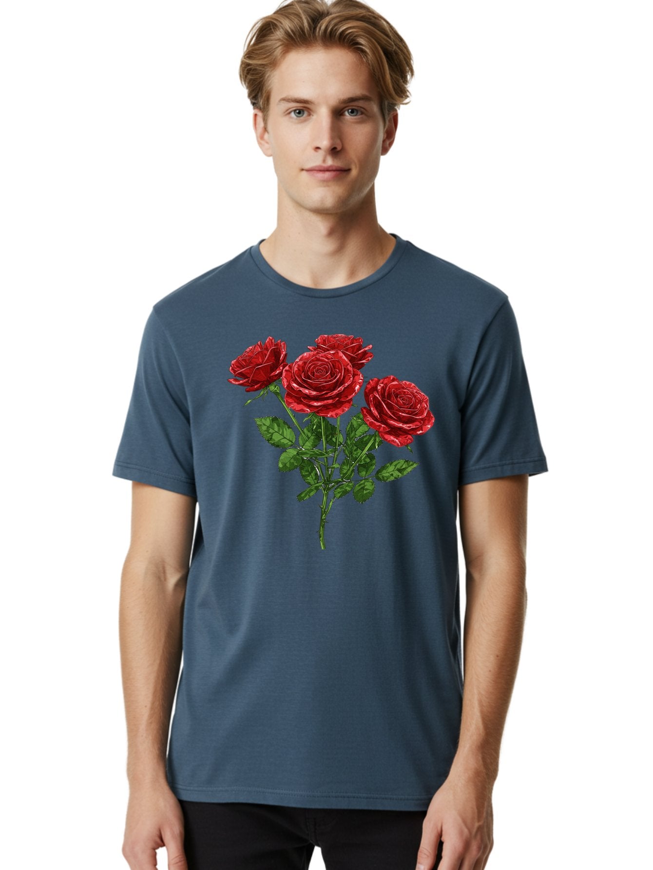 Red-Roses-1 Men'S Graphic Tee, 100% Cotton, Comfortable Casual Summer Wear, Machine Washable, Vintage Camera, Old Camera, Antique Camera, Black Camera, Classic Photography, Photography Equipment, Nostalgic Device, Film Camera, Camera Art Bal224 17