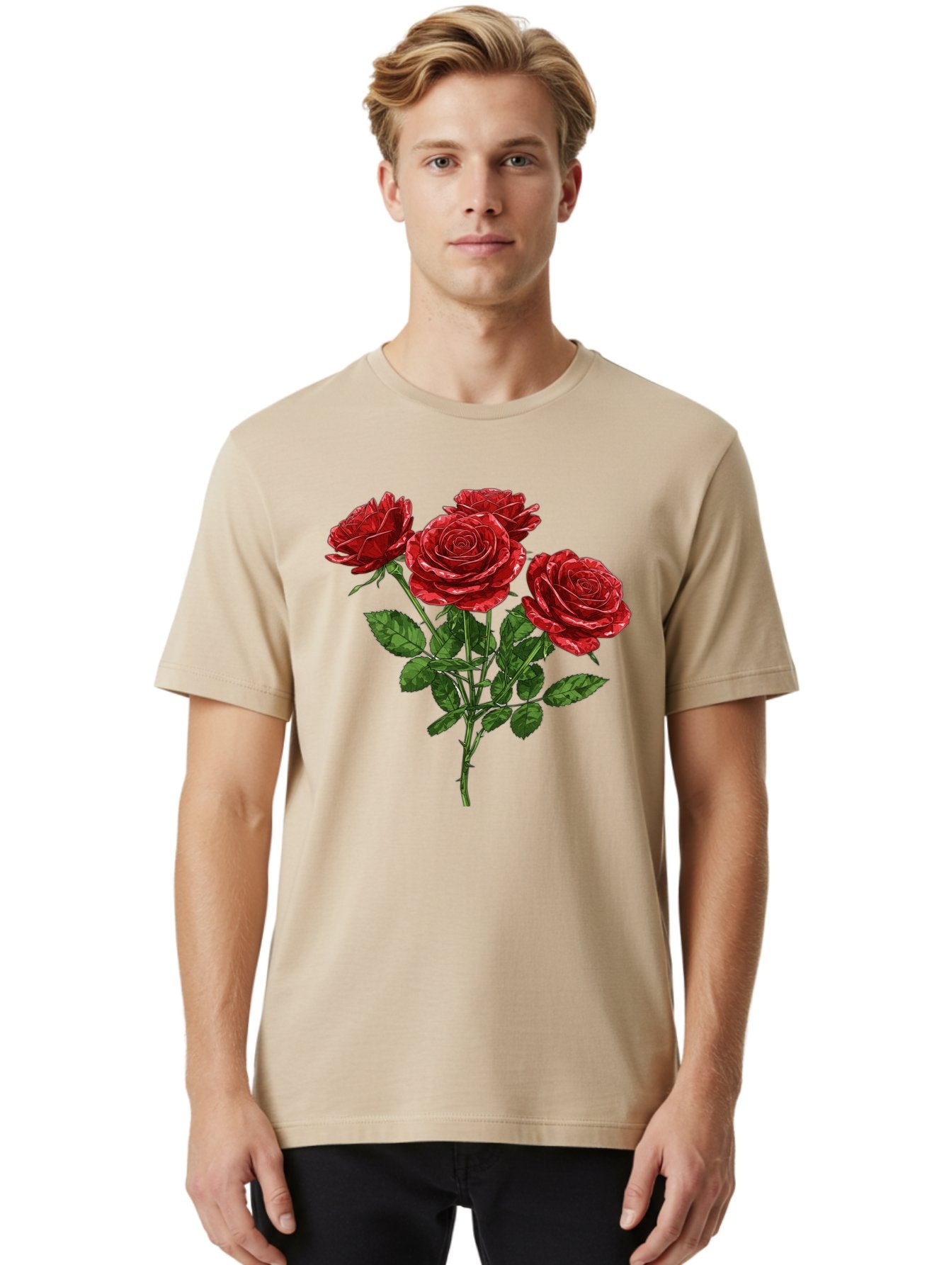 Red-Roses-1 Men'S Graphic Tee, 100% Cotton, Comfortable Casual Summer Wear, Machine Washable, Vintage Camera, Old Camera, Antique Camera, Black Camera, Classic Photography, Photography Equipment, Nostalgic Device, Film Camera, Camera Art Bal224 23