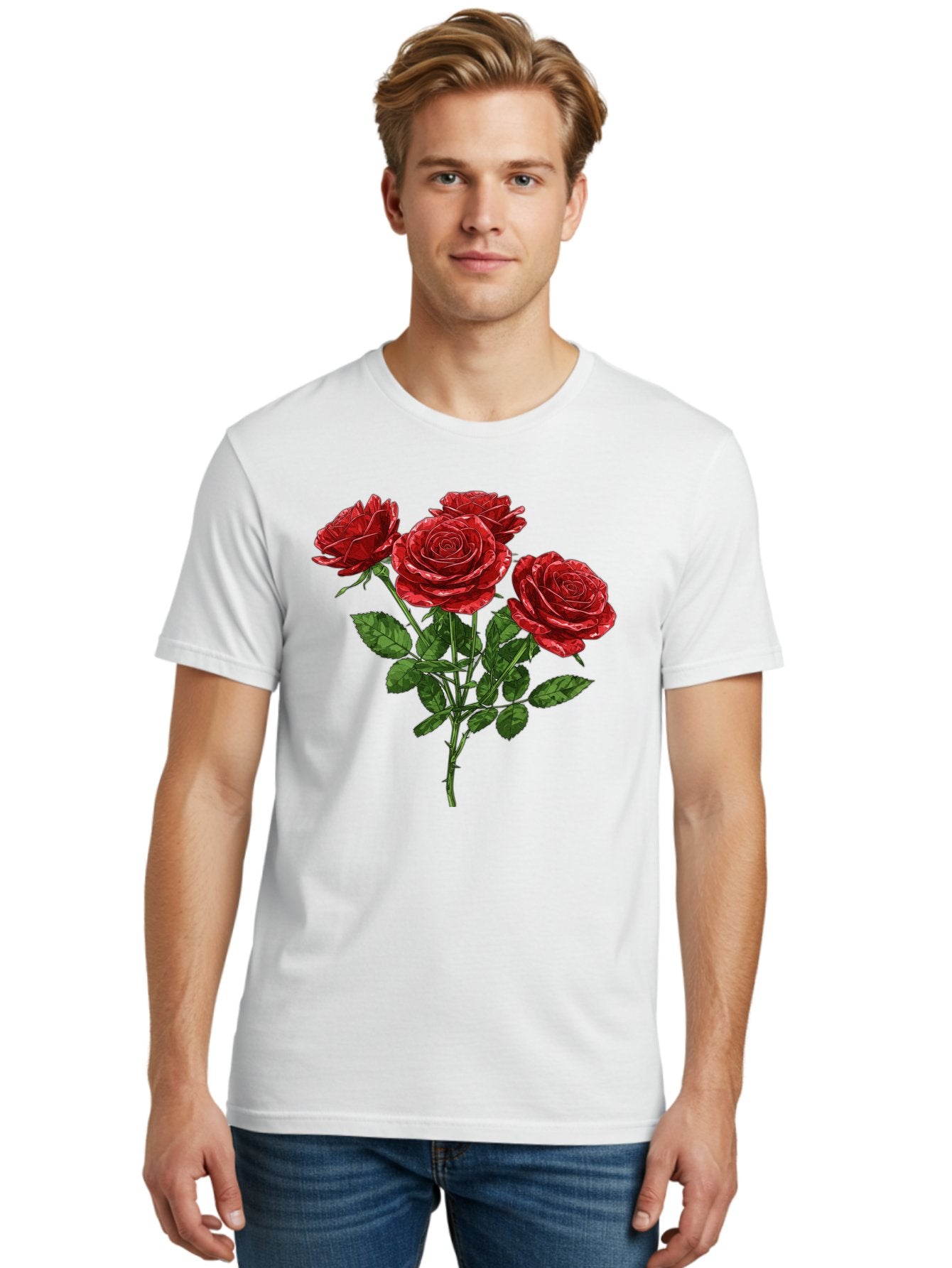 Red-Roses-1 Men'S Graphic Tee, 100% Cotton, Comfortable Casual Summer Wear, Machine Washable, Vintage Camera, Old Camera, Antique Camera, Black Camera, Classic Photography, Photography Equipment, Nostalgic Device, Film Camera, Camera Art Bal224 16