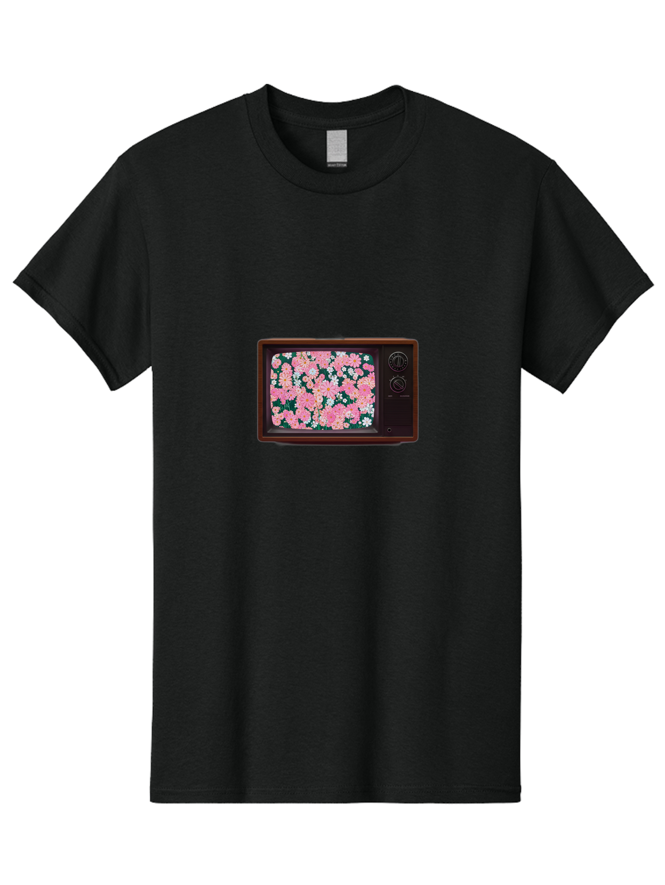 Retro-Tv-With-Flowers Men'S Graphic Tee, 100% Cotton, Comfortable Casual Summer Wear, Machine Washable, Vintage Camera, Old Camera, Antique Camera, Black Camera, Classic Photography, Photography Equipment, Nostalgic Device, Film Camera, Bal229 4