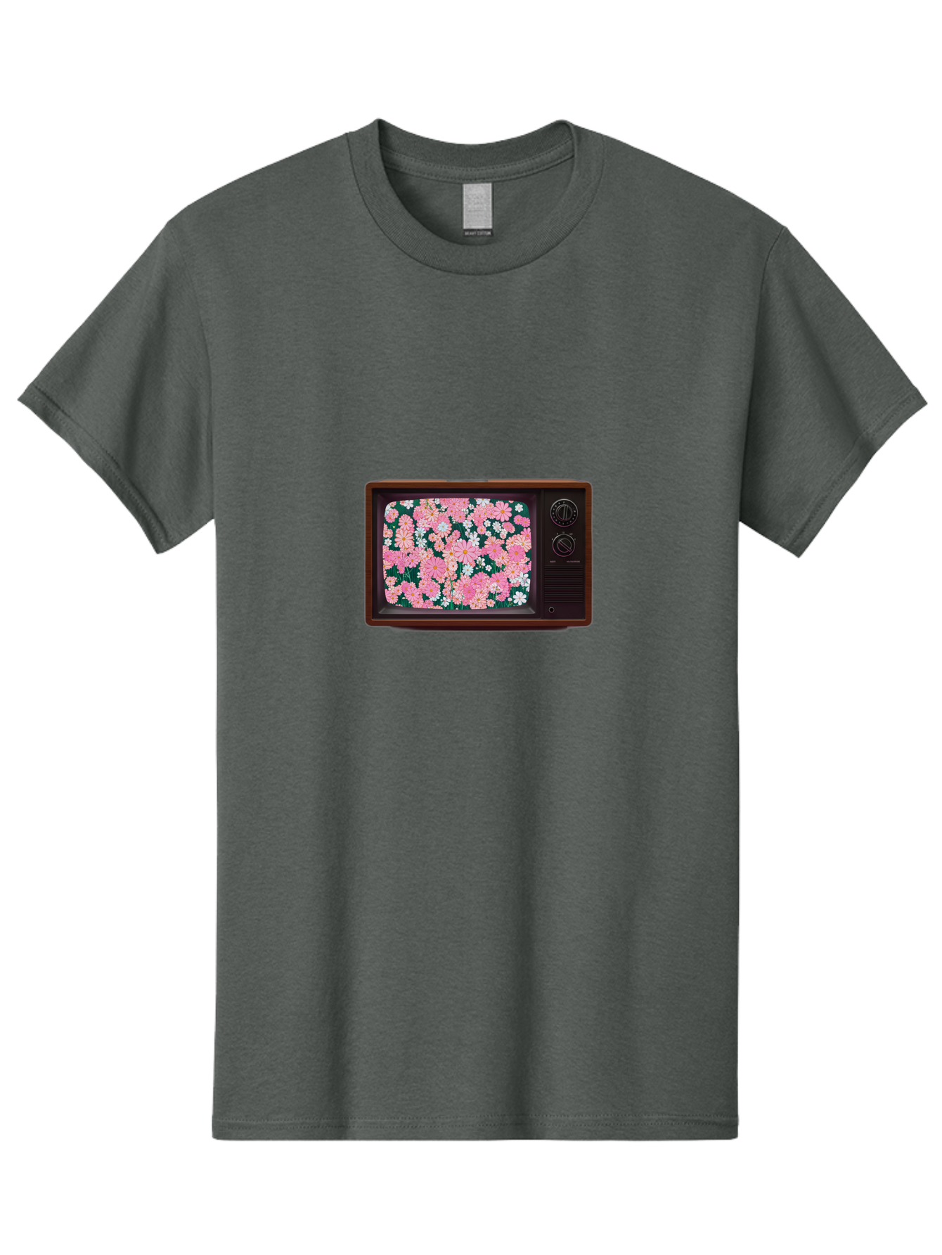 Retro-Tv-With-Flowers Men'S Graphic Tee, 100% Cotton, Comfortable Casual Summer Wear, Machine Washable, Vintage Camera, Old Camera, Antique Camera, Black Camera, Classic Photography, Photography Equipment, Nostalgic Device, Film Camera, Bal229