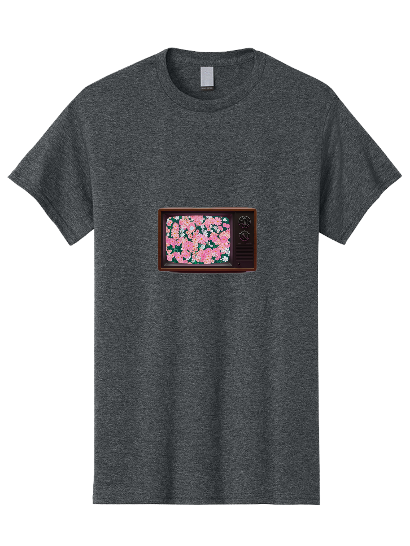 Retro-Tv-With-Flowers Men'S Graphic Tee, 100% Cotton, Comfortable Casual Summer Wear, Machine Washable, Vintage Camera, Old Camera, Antique Camera, Black Camera, Classic Photography, Photography Equipment, Nostalgic Device, Film Camera, Bal229 13