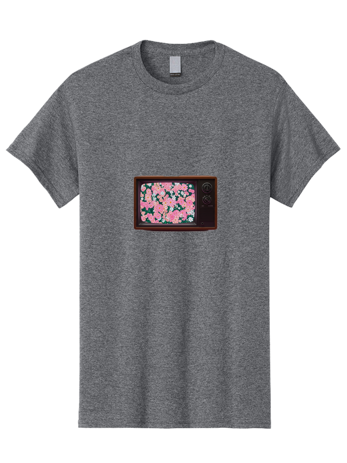 Retro-Tv-With-Flowers Men'S Graphic Tee, 100% Cotton, Comfortable Casual Summer Wear, Machine Washable, Vintage Camera, Old Camera, Antique Camera, Black Camera, Classic Photography, Photography Equipment, Nostalgic Device, Film Camera, Bal229 10