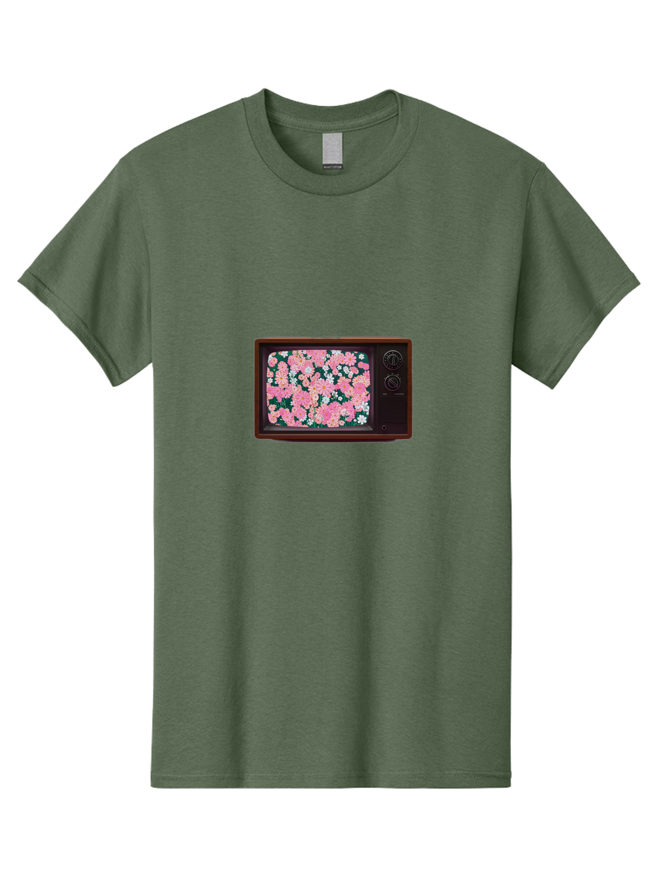 Retro-Tv-With-Flowers Men'S Graphic Tee, 100% Cotton, Comfortable Casual Summer Wear, Machine Washable, Vintage Camera, Old Camera, Antique Camera, Black Camera, Classic Photography, Photography Equipment, Nostalgic Device, Film Camera, Bal229 6