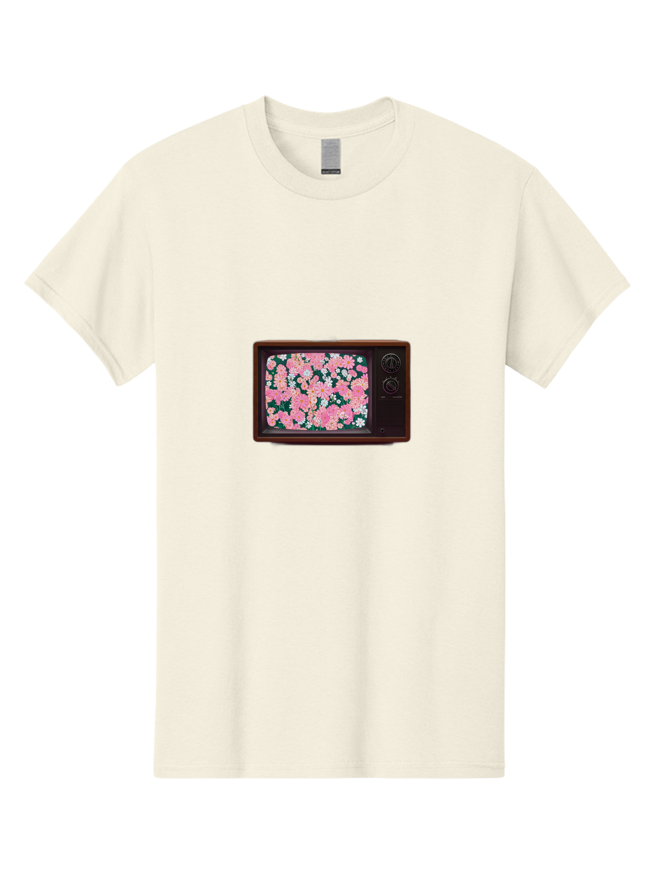 Retro-Tv-With-Flowers Men'S Graphic Tee, 100% Cotton, Comfortable Casual Summer Wear, Machine Washable, Vintage Camera, Old Camera, Antique Camera, Black Camera, Classic Photography, Photography Equipment, Nostalgic Device, Film Camera, Bal229 9