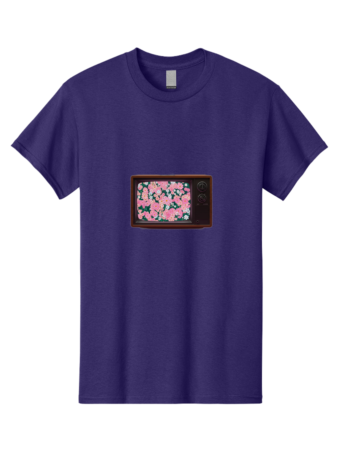 Retro-Tv-With-Flowers Men'S Graphic Tee, 100% Cotton, Comfortable Casual Summer Wear, Machine Washable, Vintage Camera, Old Camera, Antique Camera, Black Camera, Classic Photography, Photography Equipment, Nostalgic Device, Film Camera, Bal229 8