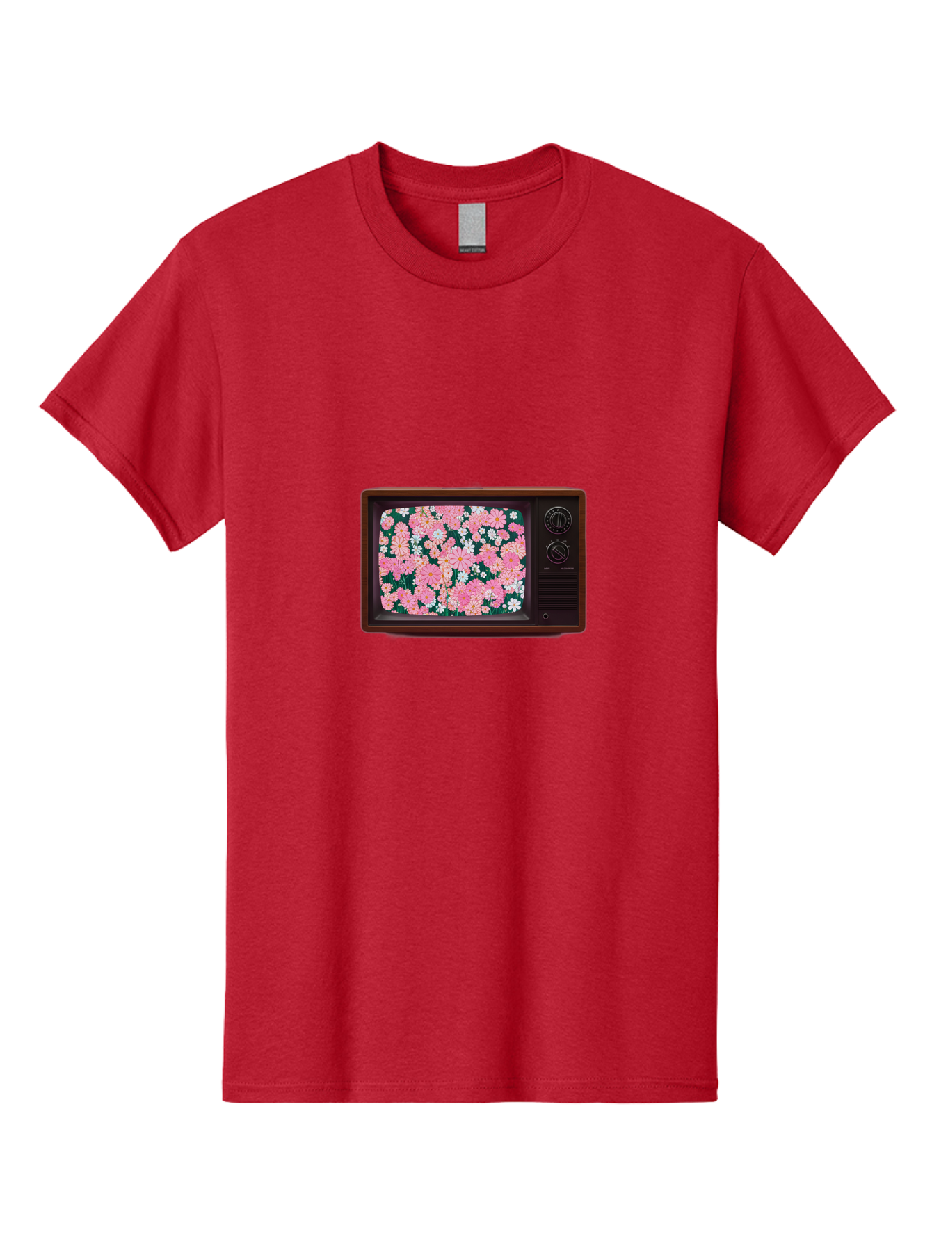 Retro-Tv-With-Flowers Men'S Graphic Tee, 100% Cotton, Comfortable Casual Summer Wear, Machine Washable, Vintage Camera, Old Camera, Antique Camera, Black Camera, Classic Photography, Photography Equipment, Nostalgic Device, Film Camera, Bal229 3