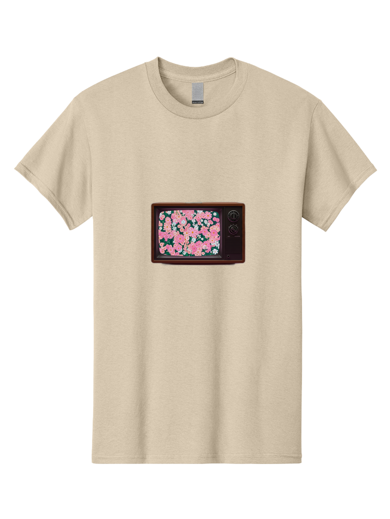 Retro-Tv-With-Flowers Men'S Graphic Tee, 100% Cotton, Comfortable Casual Summer Wear, Machine Washable, Vintage Camera, Old Camera, Antique Camera, Black Camera, Classic Photography, Photography Equipment, Nostalgic Device, Film Camera, Bal229 7