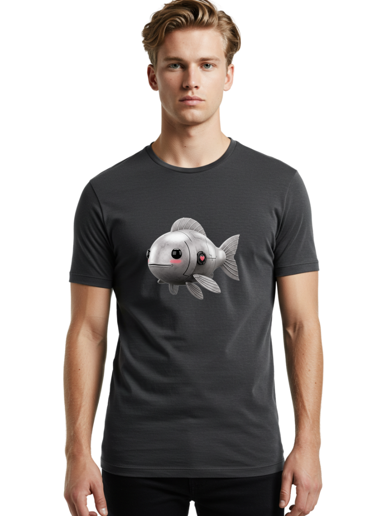 Robo-Fish-1 Men'S Graphic Tee, 100% Cotton, Comfortable Casual Summer Wear, Machine Washable, Vintage Camera, Old Camera, Antique Camera, Black Camera, Classic Photography, Photography Equipment, Nostalgic Device, Film Camera, Camera Art Bal233 24