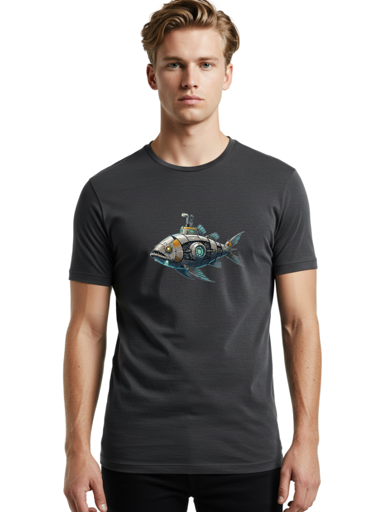 Robo-Fish-2 Men'S Graphic Tee, 100% Cotton, Comfortable Casual Summer Wear, Machine Washable, Vintage Camera, Old Camera, Antique Camera, Black Camera, Classic Photography, Photography Equipment, Nostalgic Device, Film Camera, Camera Art Bal234 18