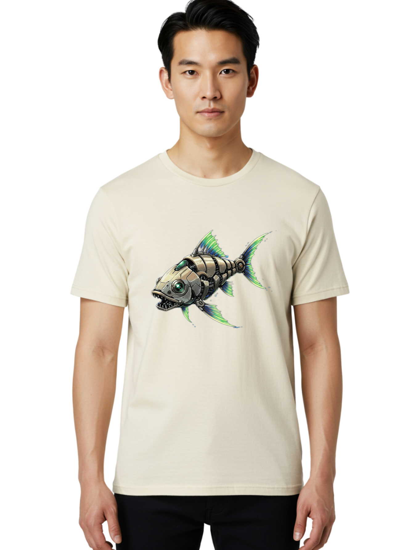 Robo-Fish-3 Men'S Graphic Tee, 100% Cotton, Comfortable Casual Summer Wear, Machine Washable, Vintage Camera, Old Camera, Antique Camera, Black Camera, Classic Photography, Photography Equipment, Nostalgic Device, Film Camera, Camera Art Bal235 24