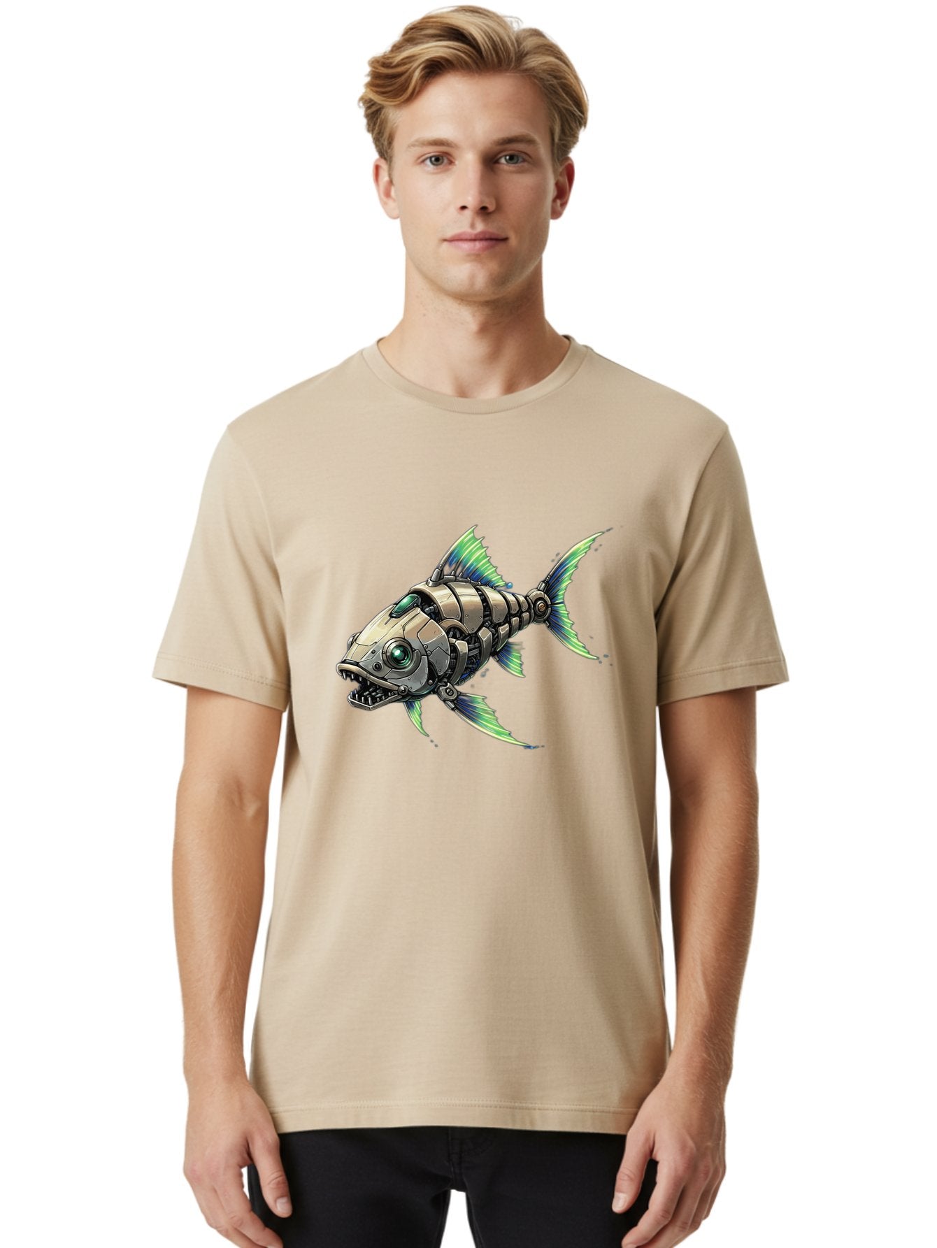 Robo-Fish-3 Men'S Graphic Tee, 100% Cotton, Comfortable Casual Summer Wear, Machine Washable, Vintage Camera, Old Camera, Antique Camera, Black Camera, Classic Photography, Photography Equipment, Nostalgic Device, Film Camera, Camera Art Bal235 24