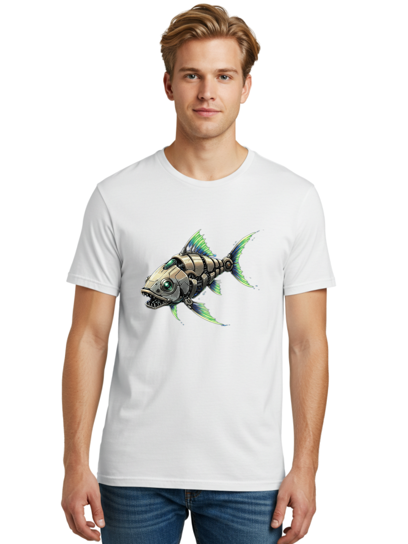 Robo-Fish-3 Men'S Graphic Tee, 100% Cotton, Comfortable Casual Summer Wear, Machine Washable, Vintage Camera, Old Camera, Antique Camera, Black Camera, Classic Photography, Photography Equipment, Nostalgic Device, Film Camera, Camera Art Bal235 30