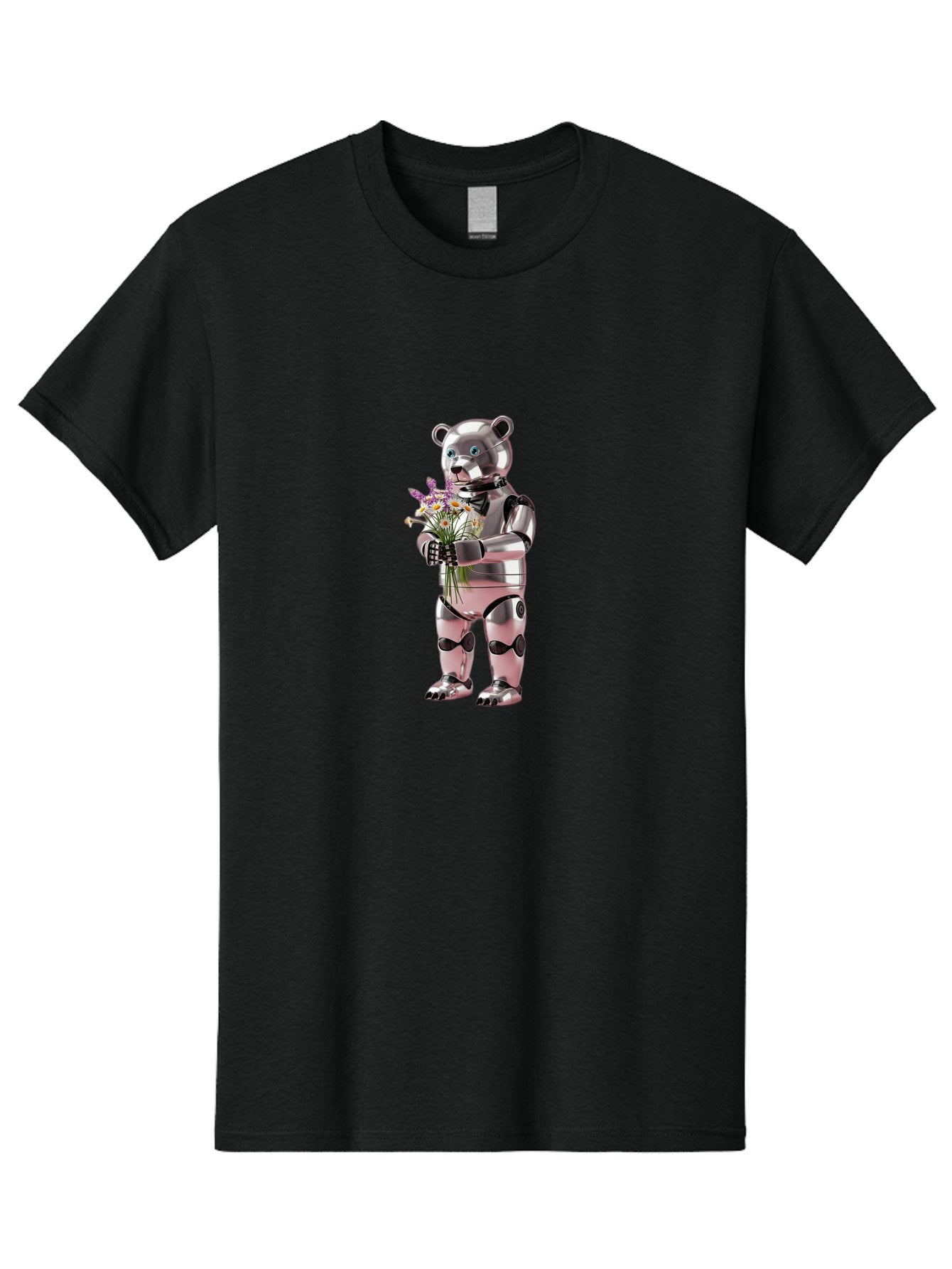 Robot-Bear-With-Flowers Men'S Graphic Tee, 100% Cotton, Comfortable Casual Summer Wear, Machine Washable, Vintage Camera, Old Camera, Antique Camera, Black Camera, Classic Photography, Photography Equipment, Nostalgic Device, Film Camera, Bal242 9