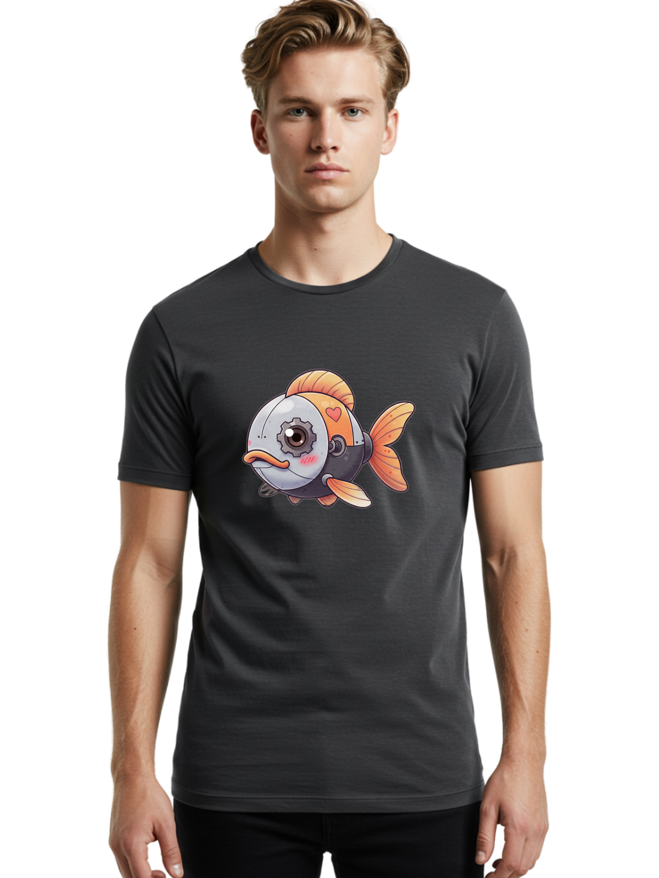 Robot-Fish-4 Men'S Graphic Tee, 100% Cotton, Comfortable Casual Summer Wear, Machine Washable, Vintage Camera, Old Camera, Antique Camera, Black Camera, Classic Photography, Photography Equipment, Nostalgic Device, Film Camera, Camera Art Bal247 29