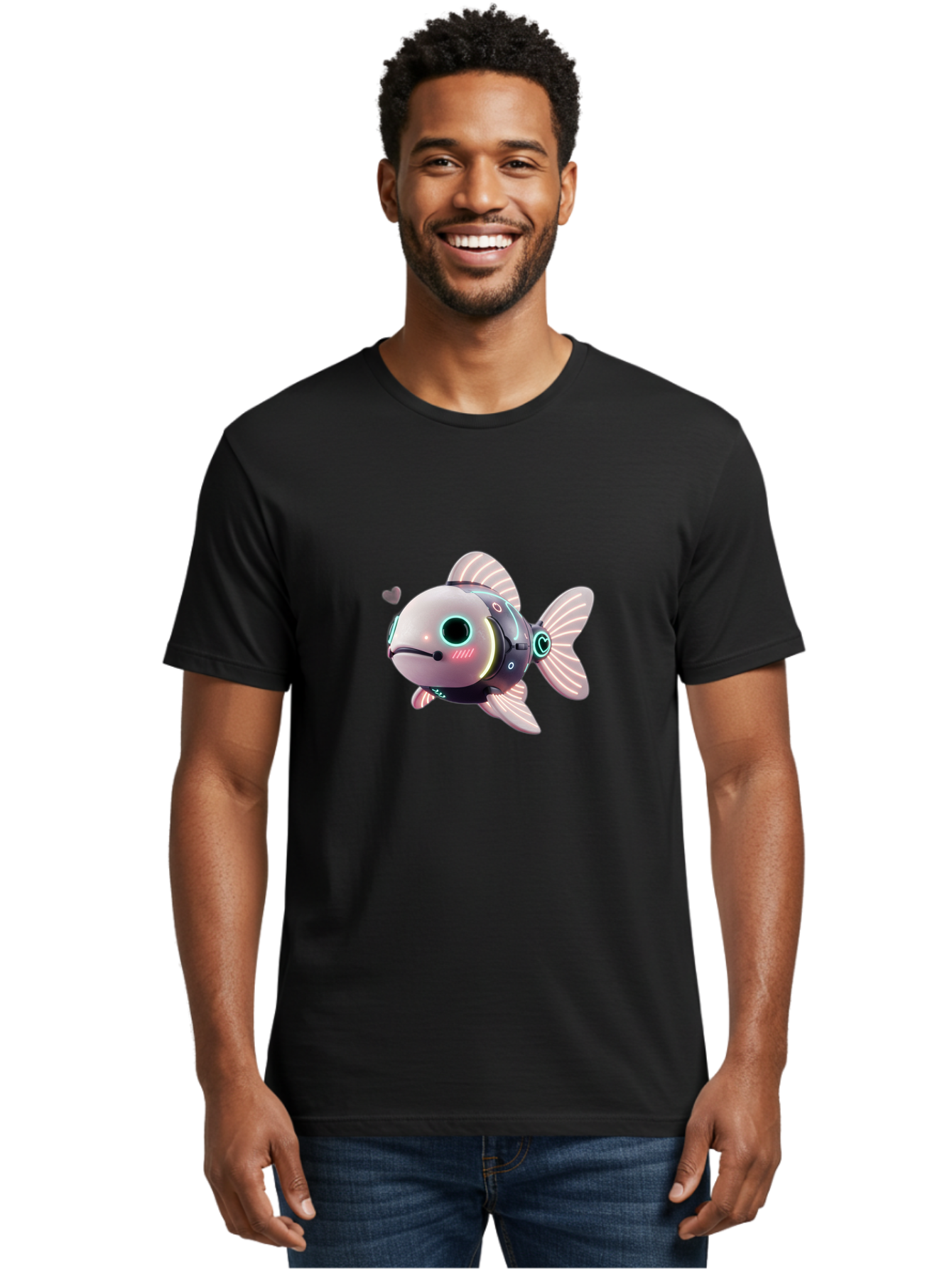 Robot-Fish-5 Men'S Graphic Tee, 100% Cotton, Comfortable Casual Summer Wear, Machine Washable, Vintage Camera, Old Camera, Antique Camera, Black Camera, Classic Photography, Photography Equipment, Nostalgic Device, Film Camera, Camera Art Bal248 24