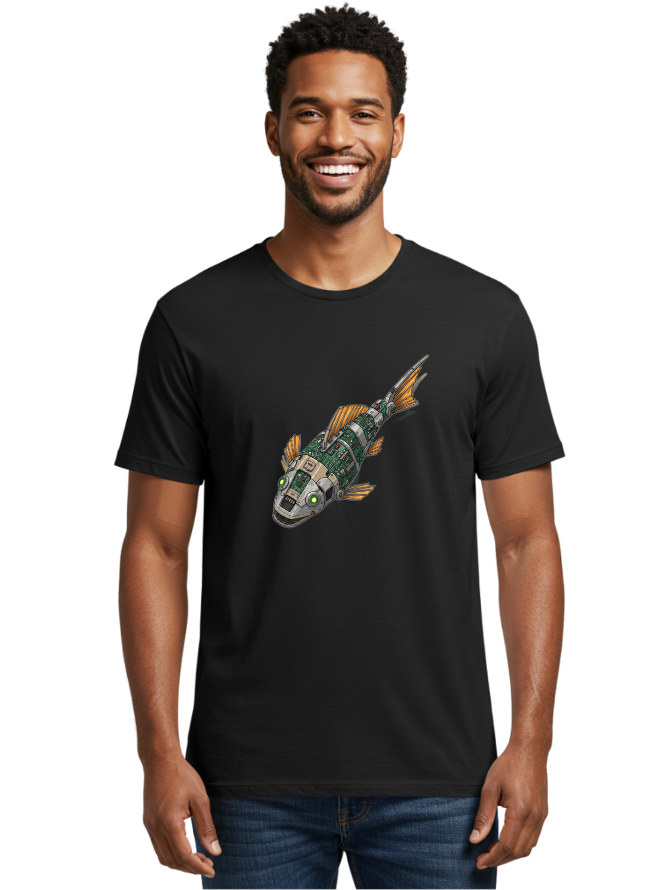 Robot-Fish-6 Men'S Graphic Tee, 100% Cotton, Comfortable Casual Summer Wear, Machine Washable, Vintage Camera, Old Camera, Antique Camera, Black Camera, Classic Photography, Photography Equipment, Nostalgic Device, Film Camera, Camera Art Bal249 25