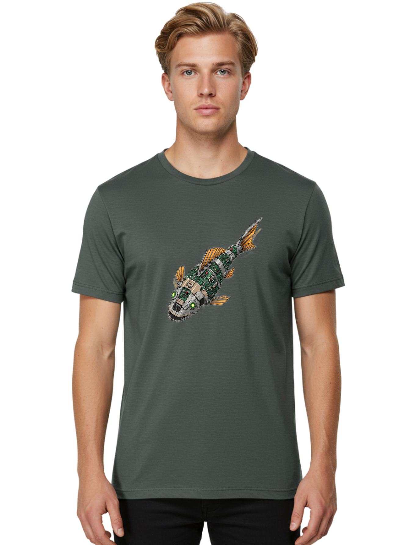 Robot-Fish-6 Men'S Graphic Tee, 100% Cotton, Comfortable Casual Summer Wear, Machine Washable, Vintage Camera, Old Camera, Antique Camera, Black Camera, Classic Photography, Photography Equipment, Nostalgic Device, Film Camera, Camera Art Bal249 17
