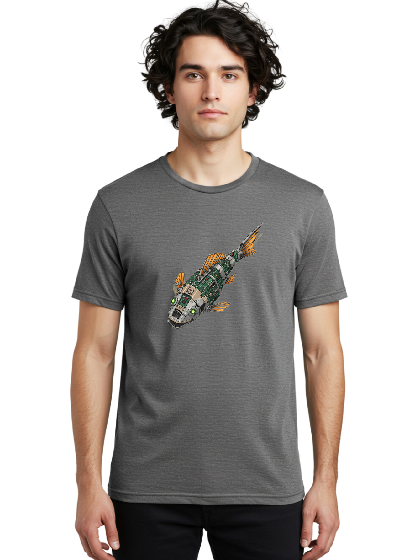 Robot-Fish-6 Men'S Graphic Tee, 100% Cotton, Comfortable Casual Summer Wear, Machine Washable, Vintage Camera, Old Camera, Antique Camera, Black Camera, Classic Photography, Photography Equipment, Nostalgic Device, Film Camera, Camera Art Bal249 30