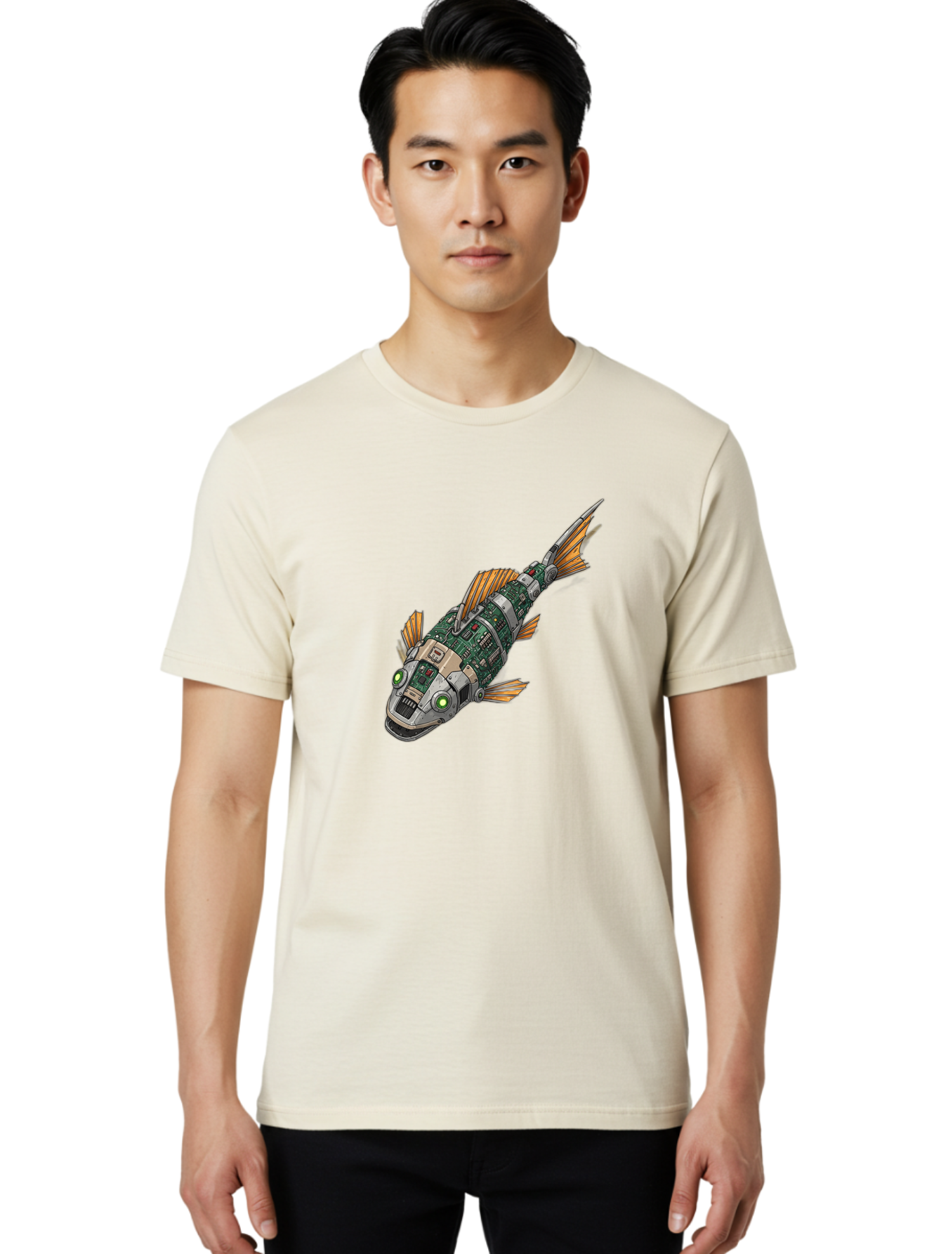 Robot-Fish-6 Men'S Graphic Tee, 100% Cotton, Comfortable Casual Summer Wear, Machine Washable, Vintage Camera, Old Camera, Antique Camera, Black Camera, Classic Photography, Photography Equipment, Nostalgic Device, Film Camera, Camera Art Bal249 18