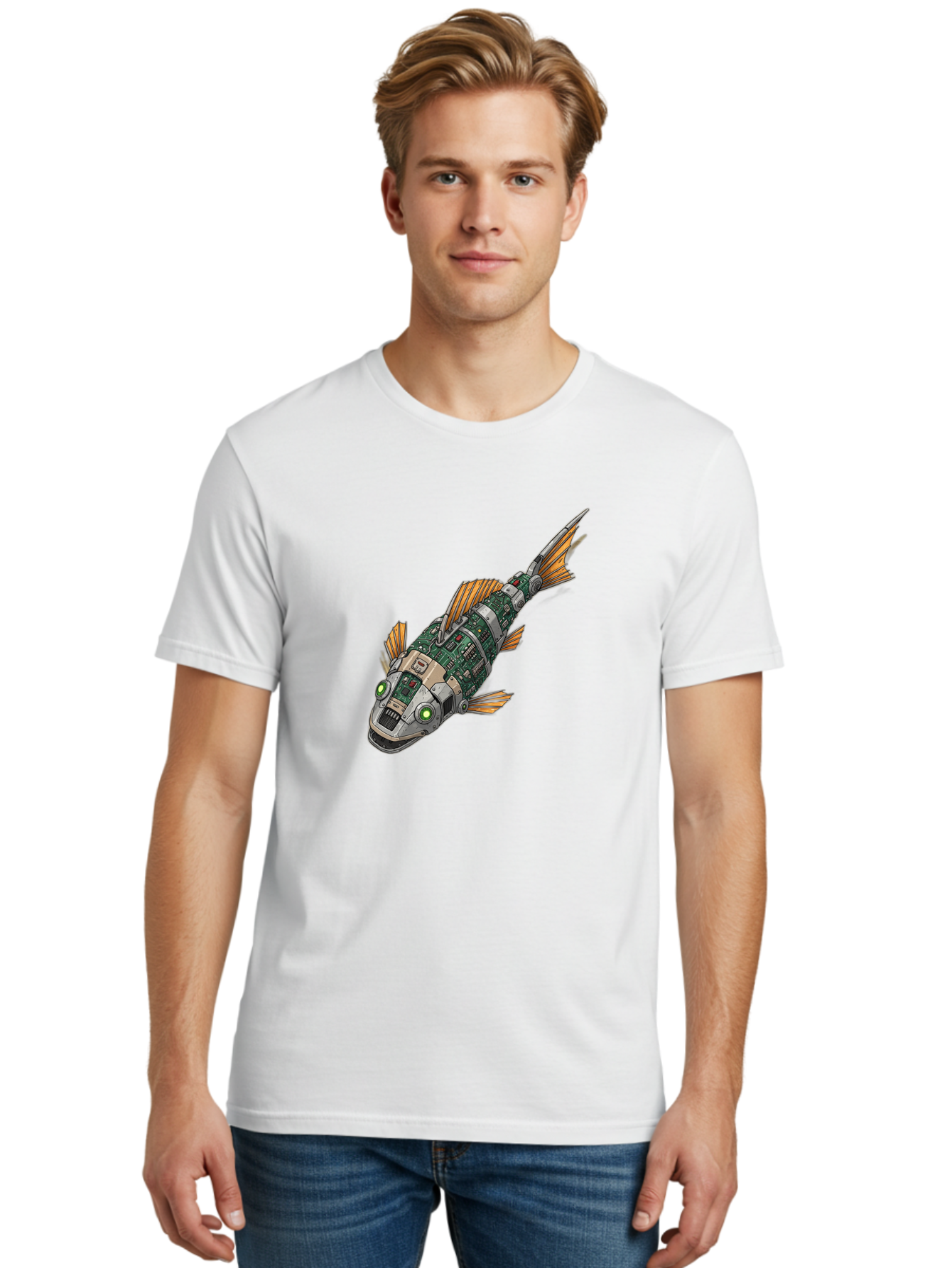 Robot-Fish-6 Men'S Graphic Tee, 100% Cotton, Comfortable Casual Summer Wear, Machine Washable, Vintage Camera, Old Camera, Antique Camera, Black Camera, Classic Photography, Photography Equipment, Nostalgic Device, Film Camera, Camera Art Bal249 16