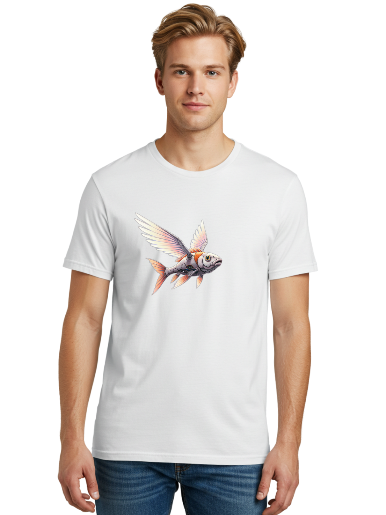Robot-Fish-Flying Men'S Graphic Tee, 100% Cotton, Comfortable Casual Summer Wear, Machine Washable, Vintage Camera, Old Camera, Antique Camera, Black Camera, Classic Photography, Photography Equipment, Nostalgic Device, Film Camera, Camera Art Bal250 18