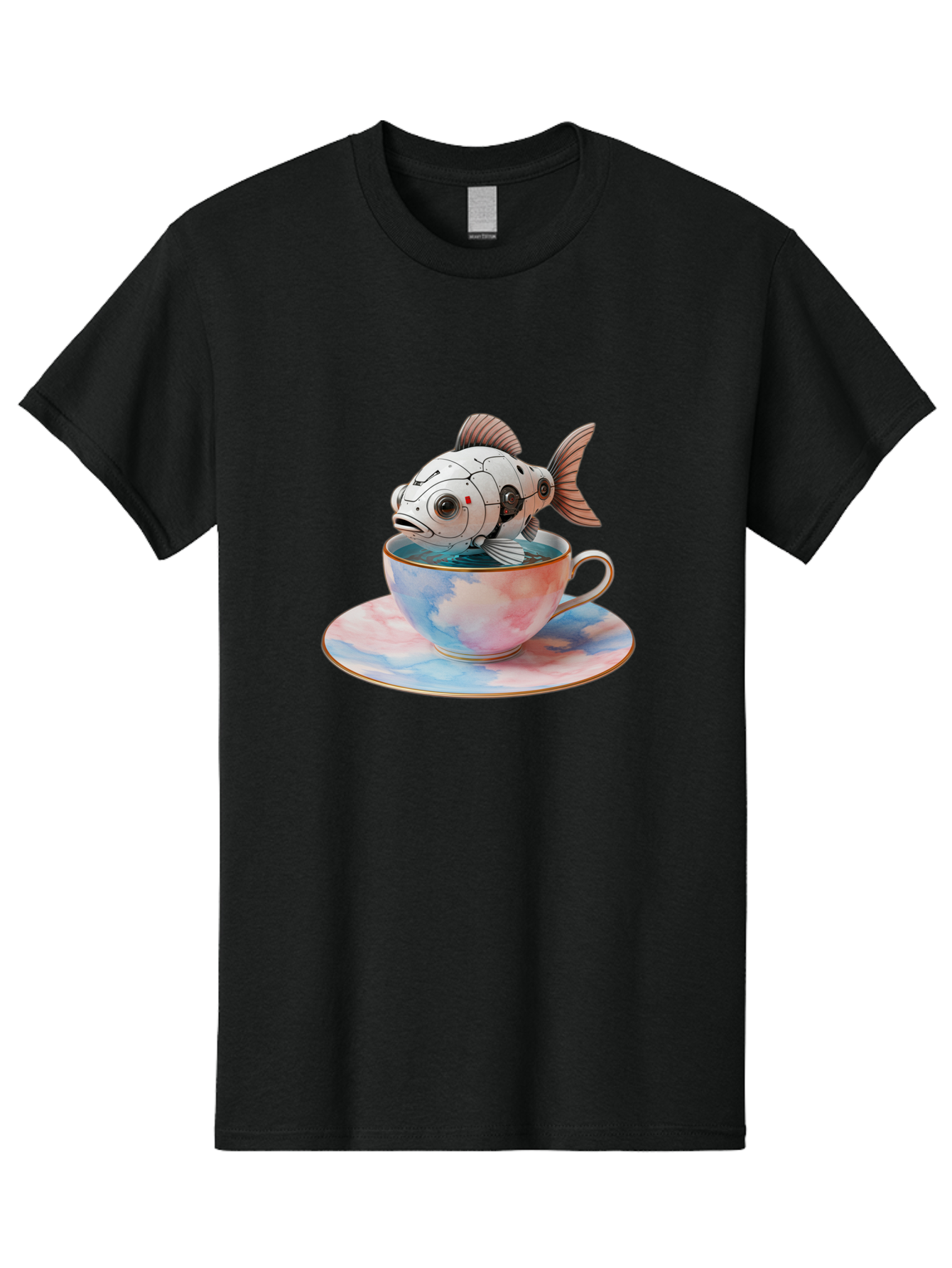Robot-Fish-In-Tea-Cup Men'S Graphic Tee, 100% Cotton, Comfortable Casual Summer Wear, Machine Washable, Vintage Camera, Old Camera, Antique Camera, Black Camera, Classic Photography, Photography Equipment, Nostalgic Device, Film Camera, Bal251 6