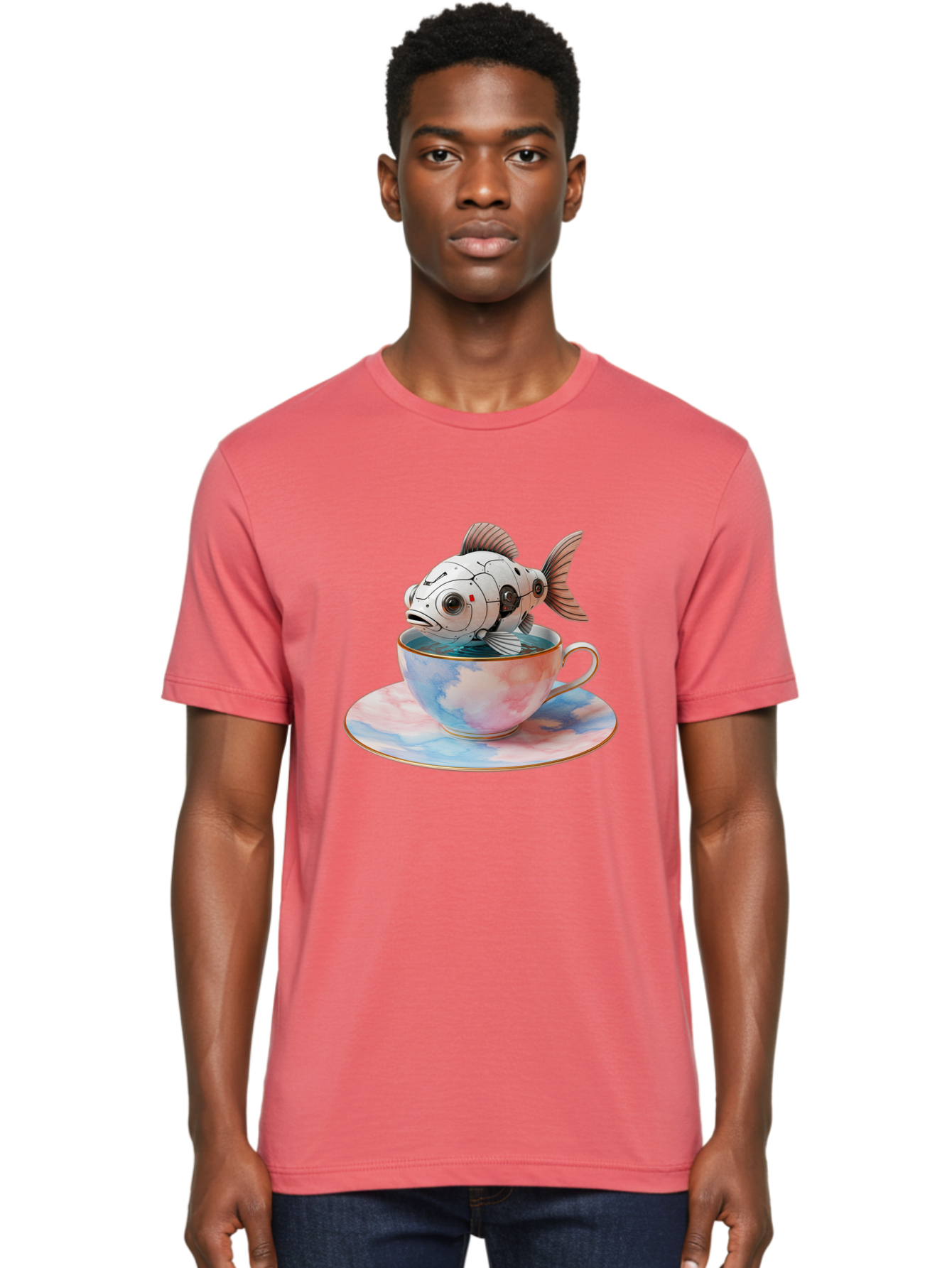 Robot-Fish-In-Tea-Cup Men'S Graphic Tee, 100% Cotton, Comfortable Casual Summer Wear, Machine Washable, Vintage Camera, Old Camera, Antique Camera, Black Camera, Classic Photography, Photography Equipment, Nostalgic Device, Film Camera, Bal251 23