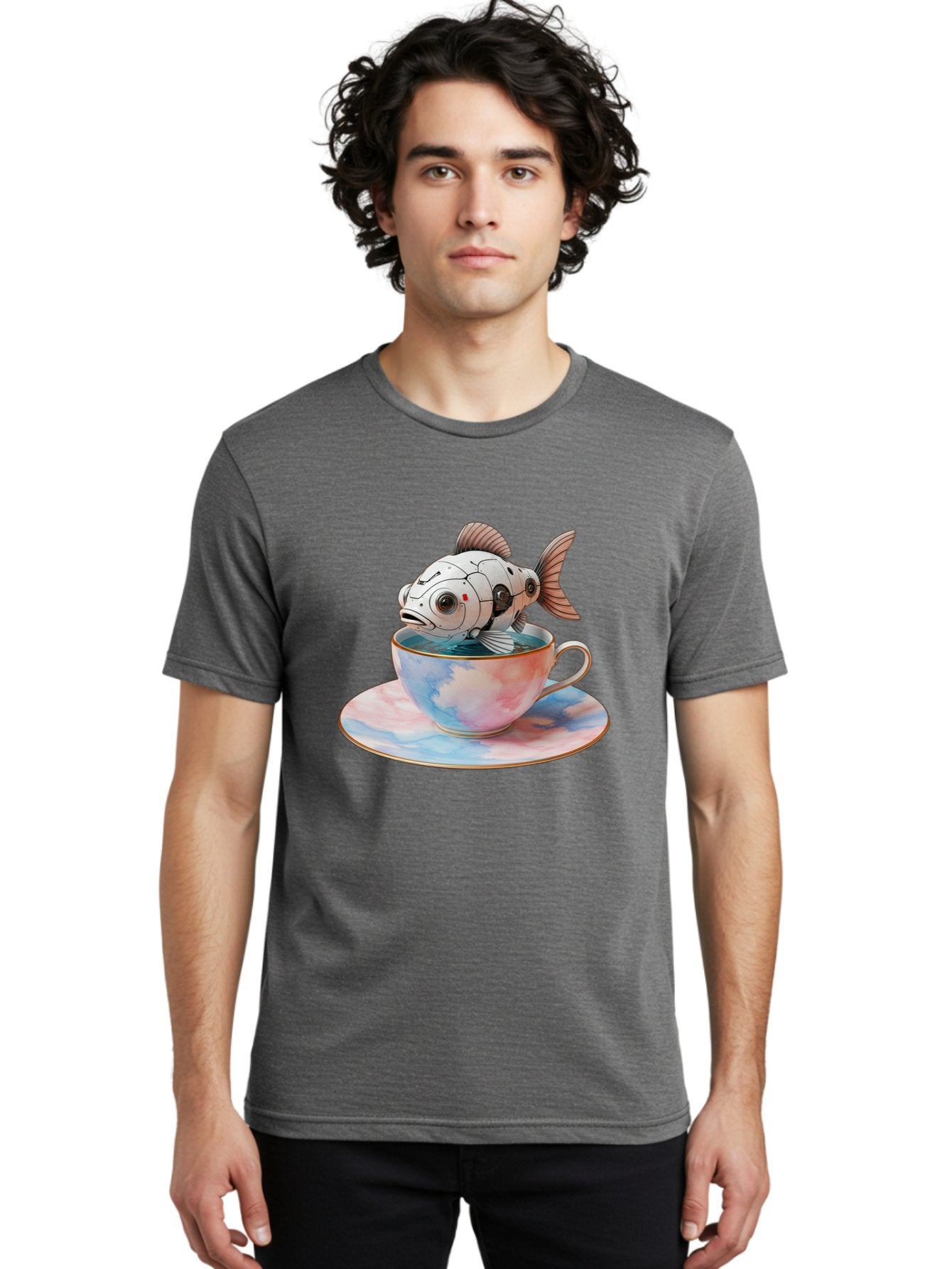 Robot-Fish-In-Tea-Cup Men'S Graphic Tee, 100% Cotton, Comfortable Casual Summer Wear, Machine Washable, Vintage Camera, Old Camera, Antique Camera, Black Camera, Classic Photography, Photography Equipment, Nostalgic Device, Film Camera, Bal251 18