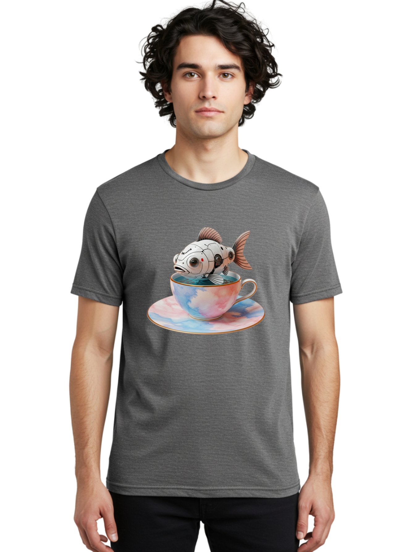 Robot-Fish-In-Tea-Cup Men'S Graphic Tee, 100% Cotton, Comfortable Casual Summer Wear, Machine Washable, Vintage Camera, Old Camera, Antique Camera, Black Camera, Classic Photography, Photography Equipment, Nostalgic Device, Film Camera, Bal251 27