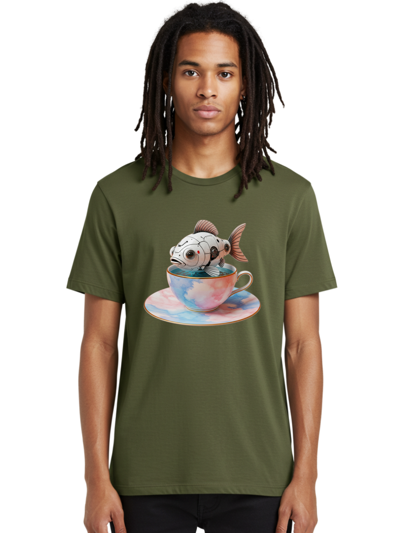 Robot-Fish-In-Tea-Cup Men'S Graphic Tee, 100% Cotton, Comfortable Casual Summer Wear, Machine Washable, Vintage Camera, Old Camera, Antique Camera, Black Camera, Classic Photography, Photography Equipment, Nostalgic Device, Film Camera, Bal251 19