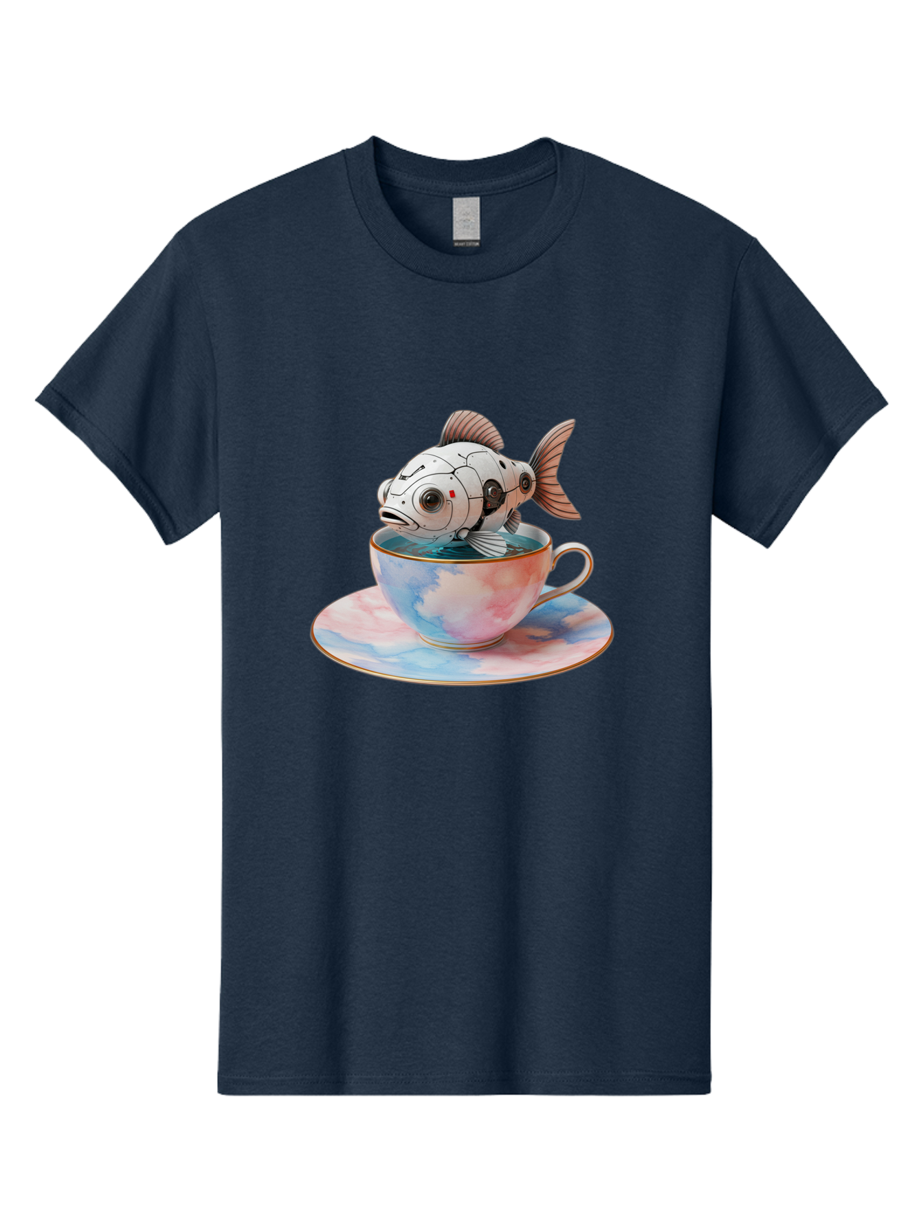 Robot-Fish-In-Tea-Cup Men'S Graphic Tee, 100% Cotton, Comfortable Casual Summer Wear, Machine Washable, Vintage Camera, Old Camera, Antique Camera, Black Camera, Classic Photography, Photography Equipment, Nostalgic Device, Film Camera, Bal251