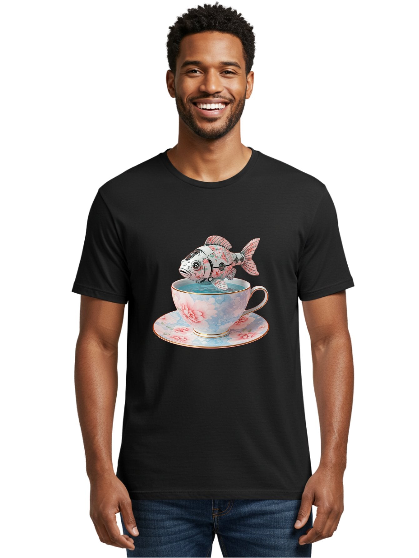 Robot-Fish-In-Teacup Men'S Graphic Tee, 100% Cotton, Comfortable Casual Summer Wear, Machine Washable, Vintage Camera, Old Camera, Antique Camera, Black Camera, Classic Photography, Photography Equipment, Nostalgic Device, Film Camera, Bal252 18