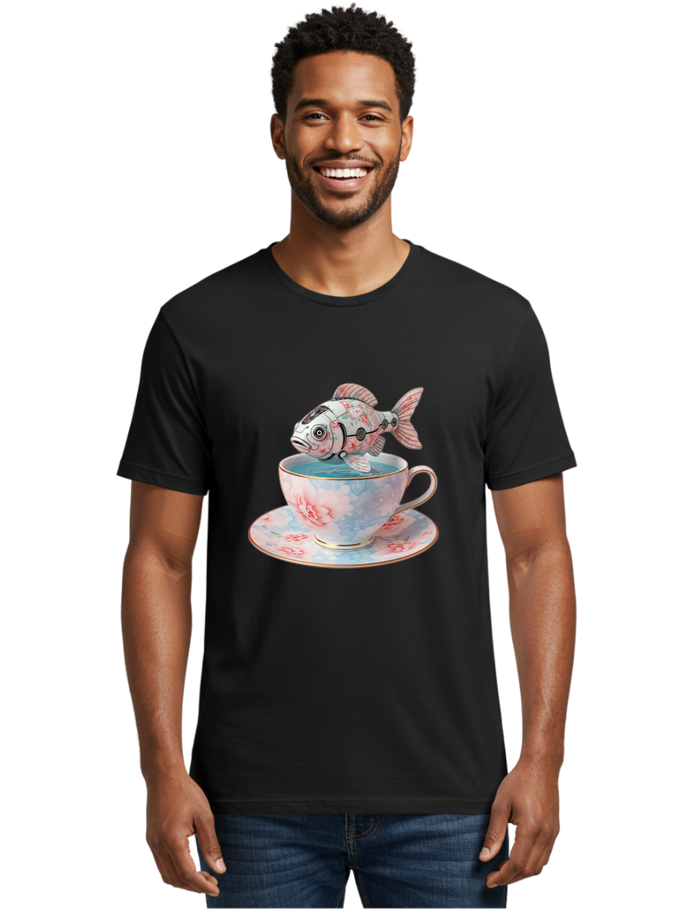 Robot-Fish-In-Teacup Men'S Graphic Tee, 100% Cotton, Comfortable Casual Summer Wear, Machine Washable, Vintage Camera, Old Camera, Antique Camera, Black Camera, Classic Photography, Photography Equipment, Nostalgic Device, Film Camera, Bal252 27