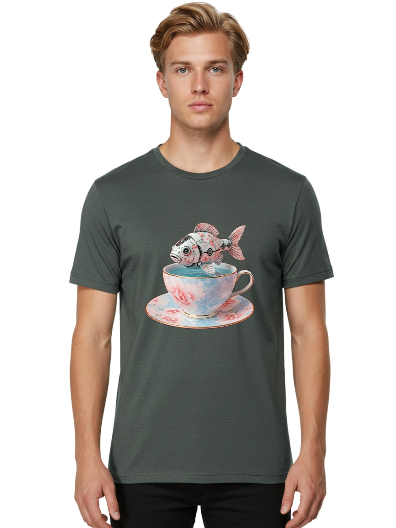 Robot-Fish-In-Teacup Men'S Graphic Tee, 100% Cotton, Comfortable Casual Summer Wear, Machine Washable, Vintage Camera, Old Camera, Antique Camera, Black Camera, Classic Photography, Photography Equipment, Nostalgic Device, Film Camera, Bal252 23