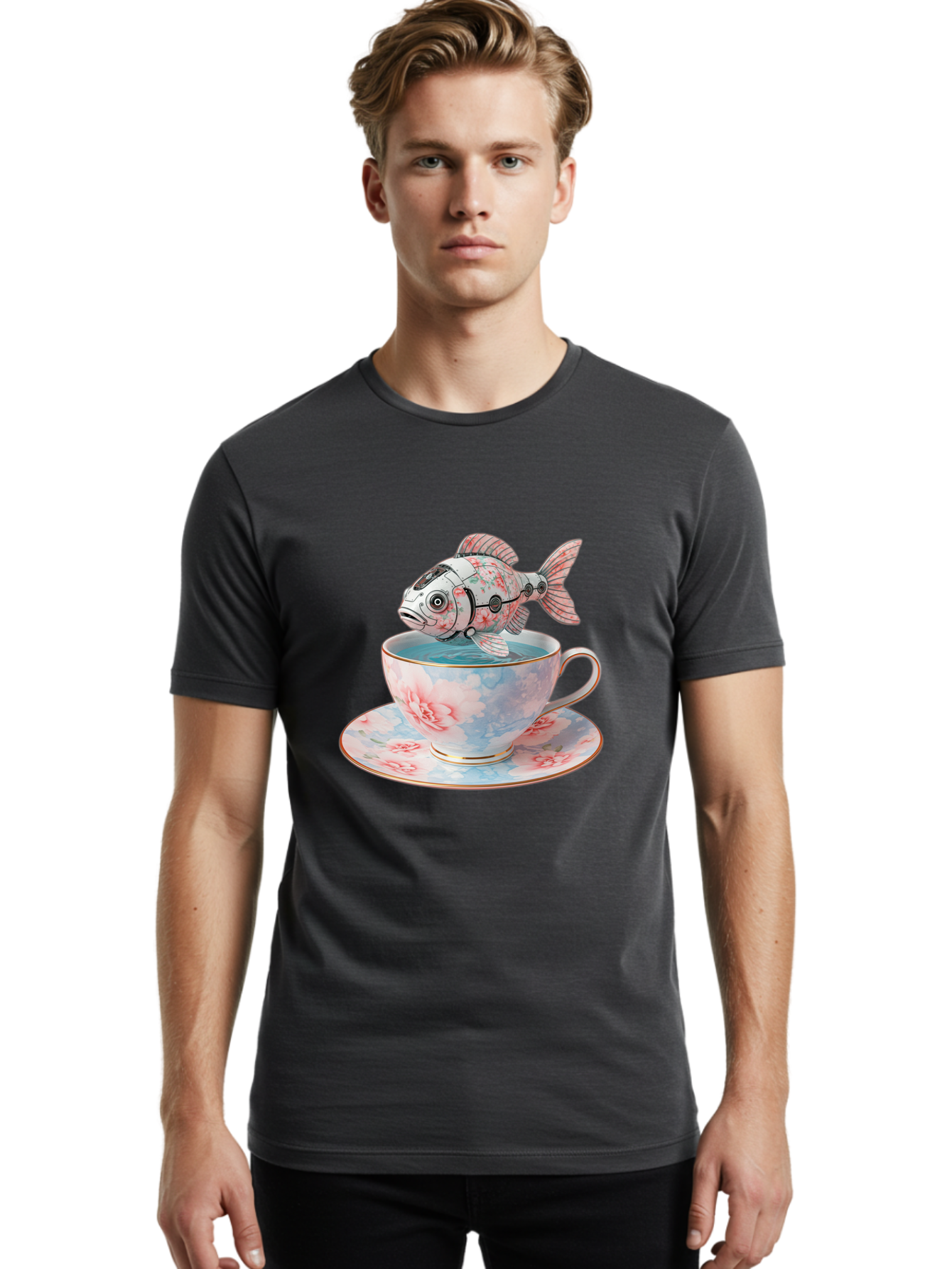Robot-Fish-In-Teacup Men'S Graphic Tee, 100% Cotton, Comfortable Casual Summer Wear, Machine Washable, Vintage Camera, Old Camera, Antique Camera, Black Camera, Classic Photography, Photography Equipment, Nostalgic Device, Film Camera, Bal252 29