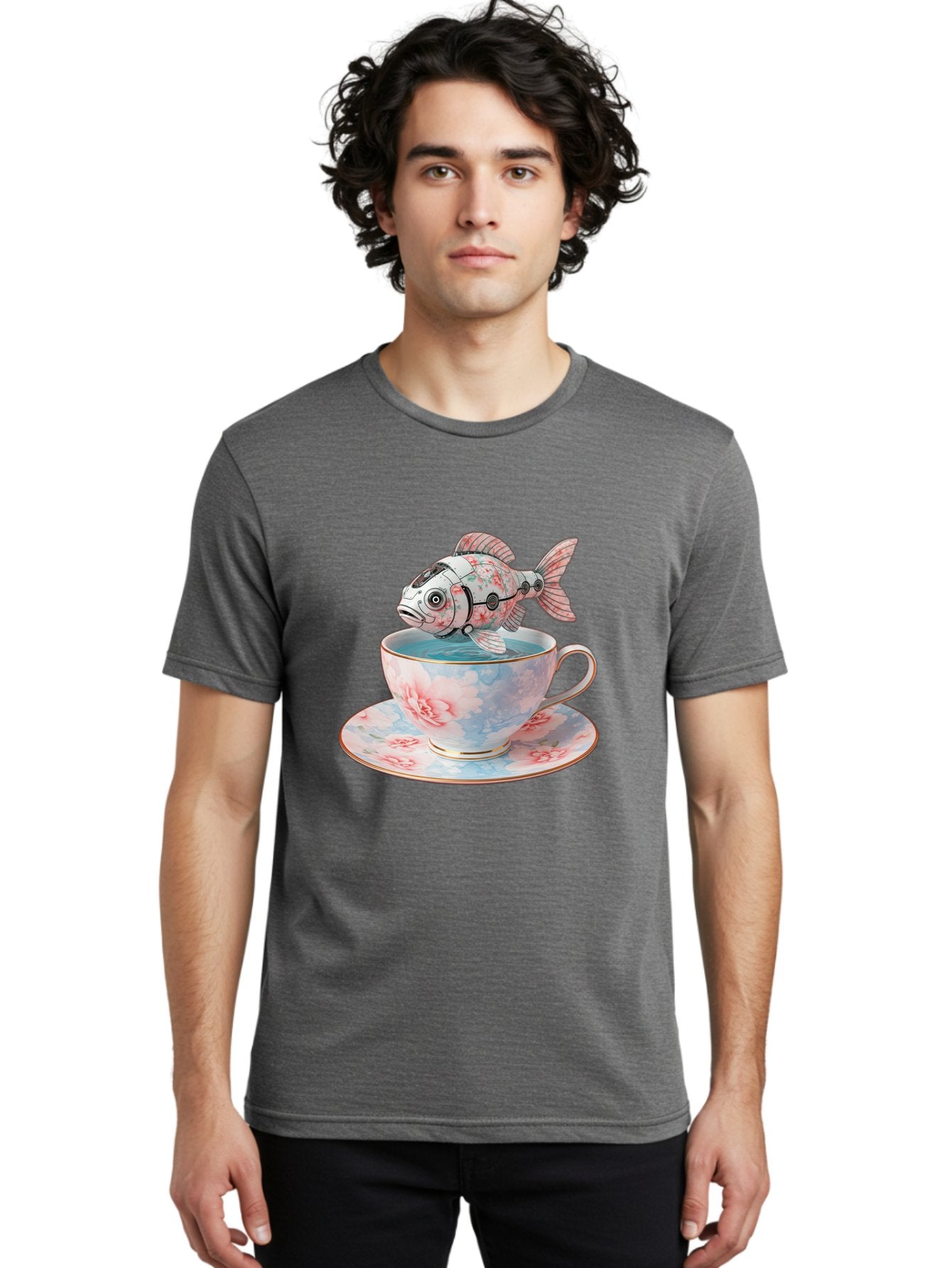 Robot-Fish-In-Teacup Men'S Graphic Tee, 100% Cotton, Comfortable Casual Summer Wear, Machine Washable, Vintage Camera, Old Camera, Antique Camera, Black Camera, Classic Photography, Photography Equipment, Nostalgic Device, Film Camera, Bal252 21
