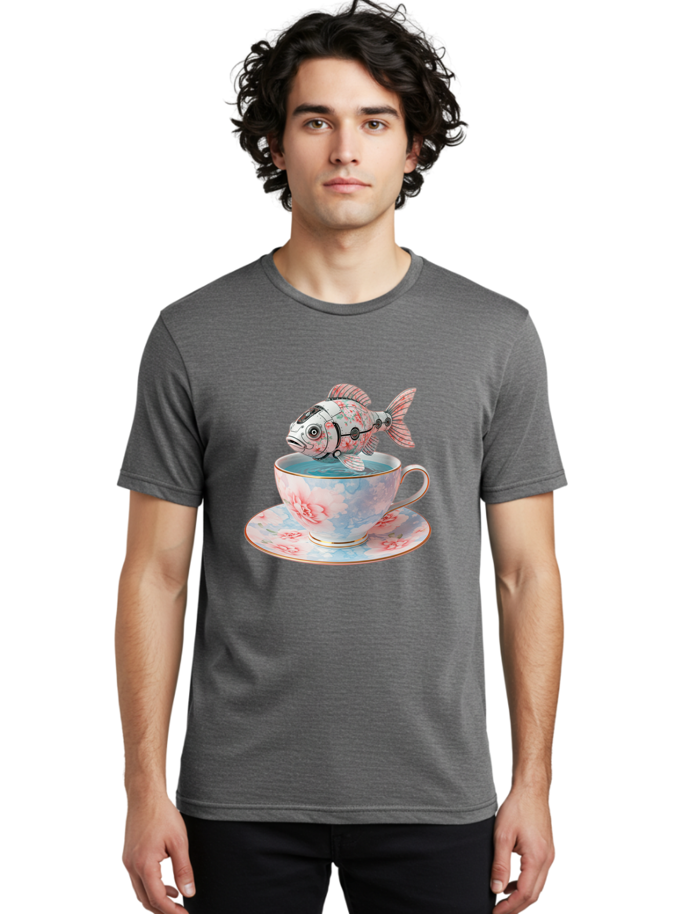 Robot-Fish-In-Teacup Men'S Graphic Tee, 100% Cotton, Comfortable Casual Summer Wear, Machine Washable, Vintage Camera, Old Camera, Antique Camera, Black Camera, Classic Photography, Photography Equipment, Nostalgic Device, Film Camera, Bal252 25