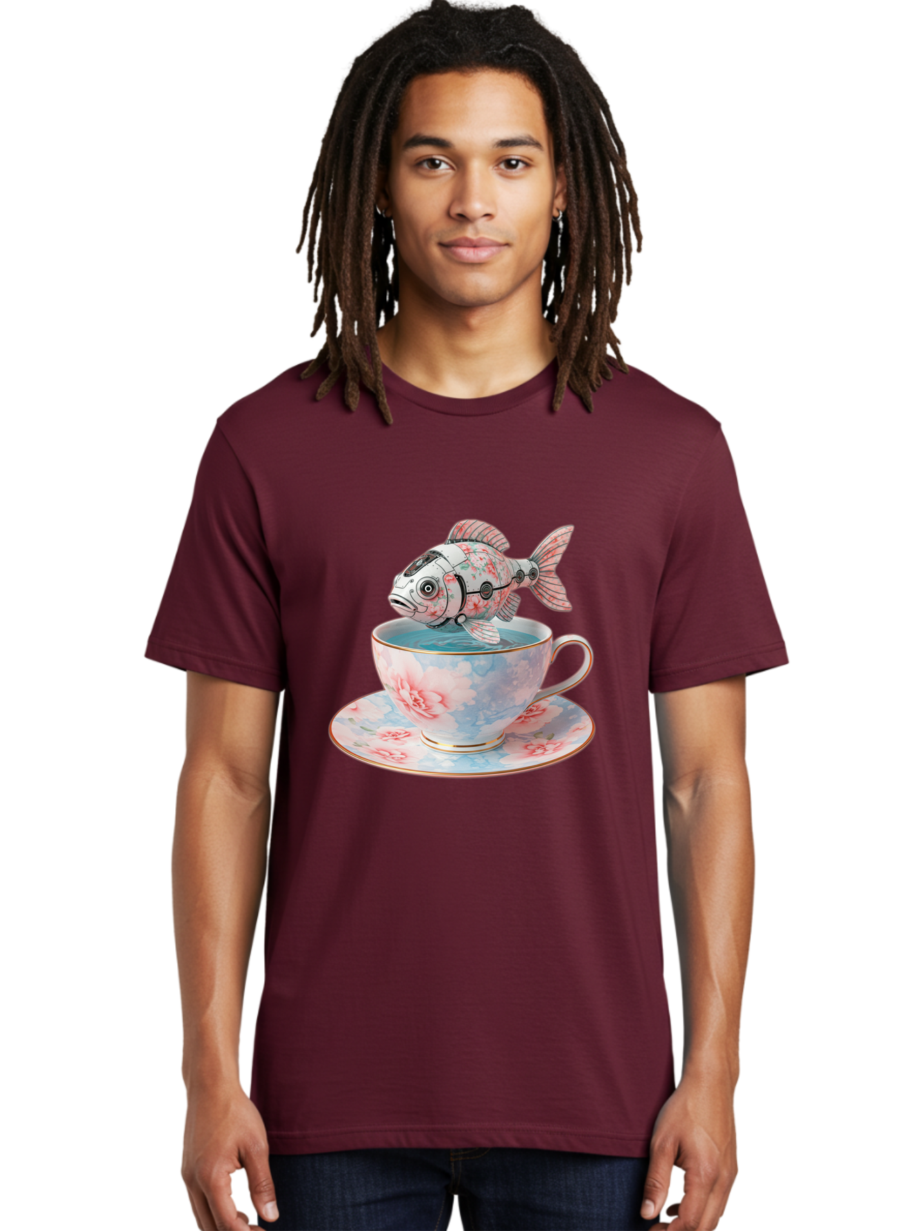 Robot-Fish-In-Teacup Men'S Graphic Tee, 100% Cotton, Comfortable Casual Summer Wear, Machine Washable, Vintage Camera, Old Camera, Antique Camera, Black Camera, Classic Photography, Photography Equipment, Nostalgic Device, Film Camera, Bal252 24